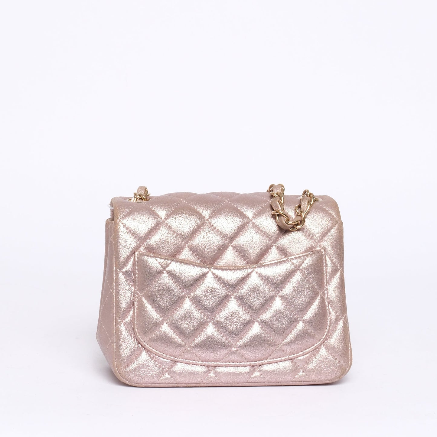 Chanel Rose Pink Lambskin Leather Matelasse Quilted Mini Square Flap