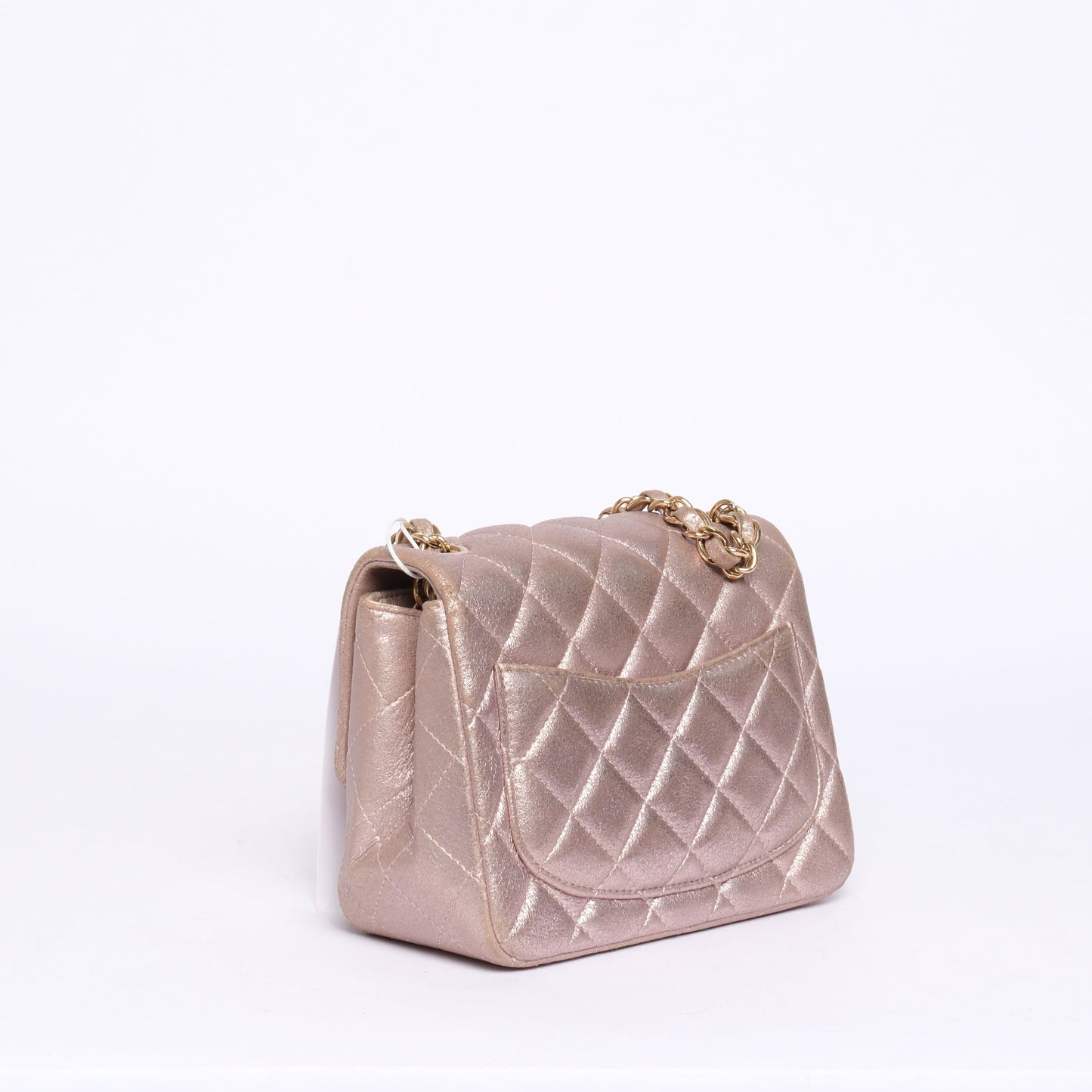 Chanel Rose Pink Lambskin Leather Matelasse Quilted Mini Square Flap