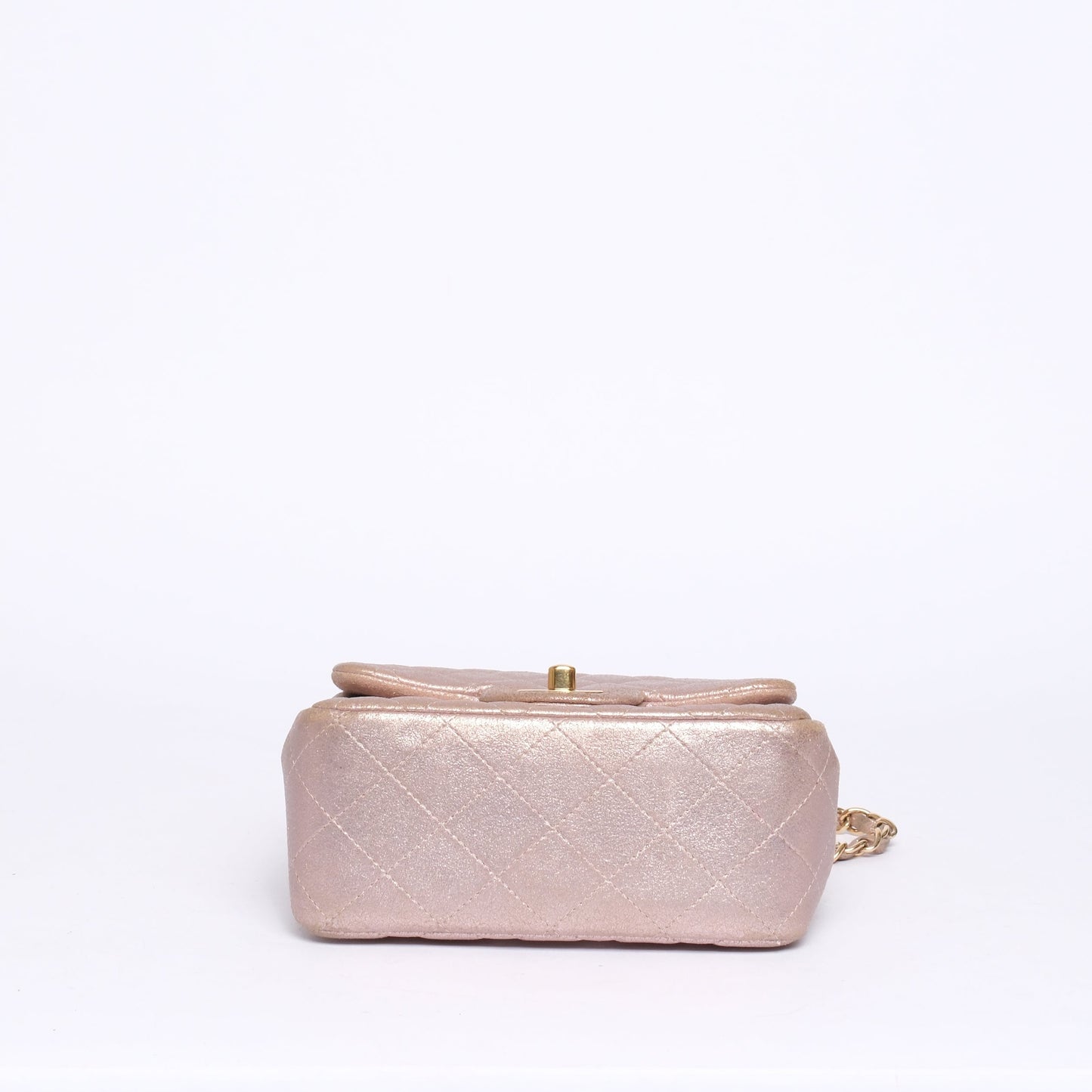 Chanel Rose Pink Lambskin Leather Matelasse Quilted Mini Square Flap