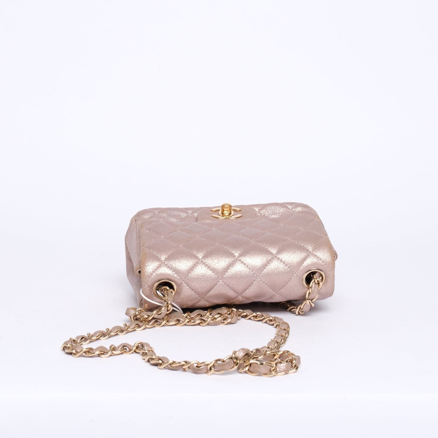 Chanel Rose Pink Lambskin Leather Matelasse Quilted Mini Square Flap