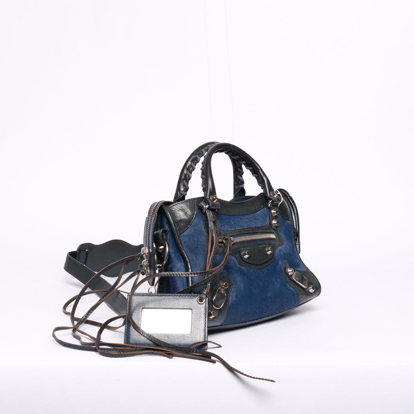 RARE Balenciaga Blue Ponyhair Mini City Bag