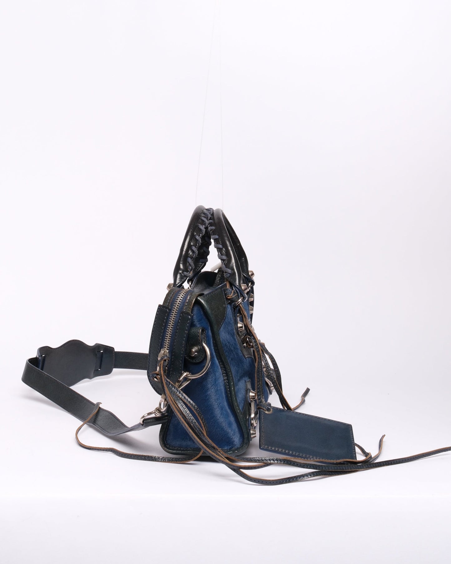 RARE Balenciaga Blue Ponyhair Mini City Bag