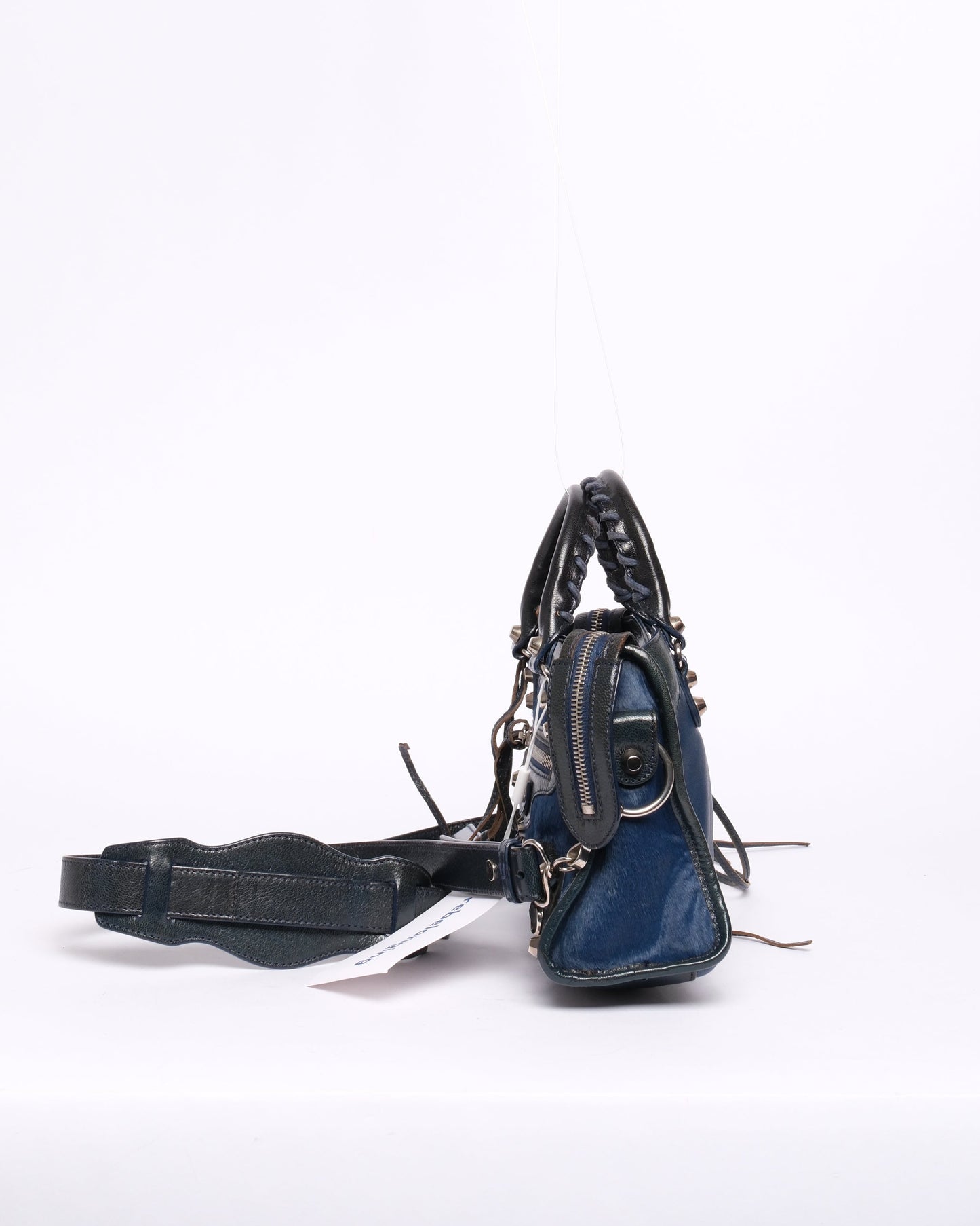 RARE Balenciaga Blue Ponyhair Mini City Bag