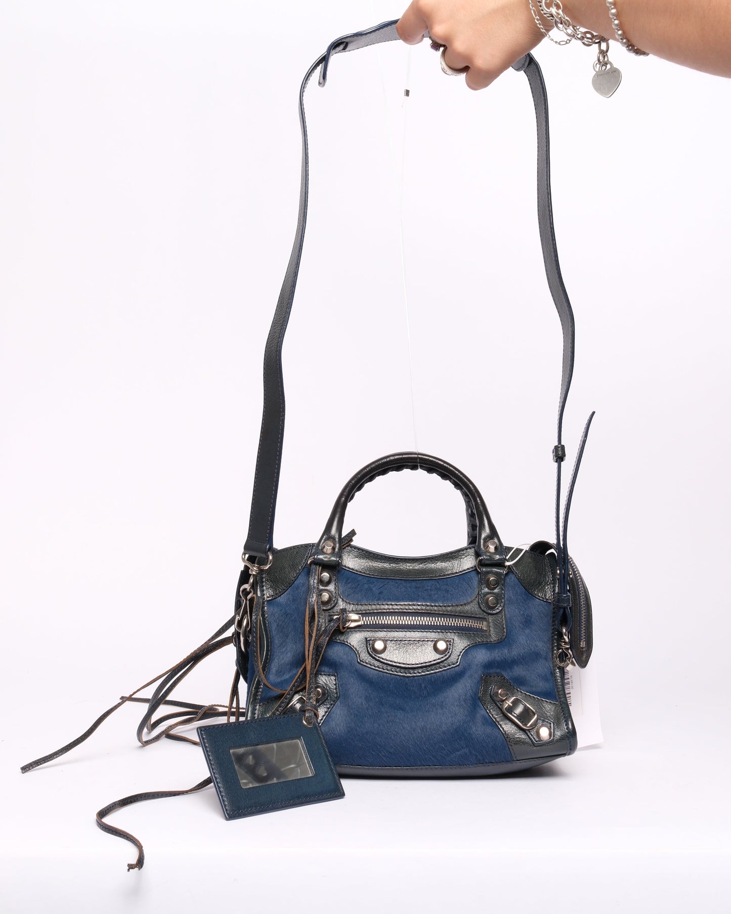 RARE Balenciaga Blue Ponyhair Mini City Bag