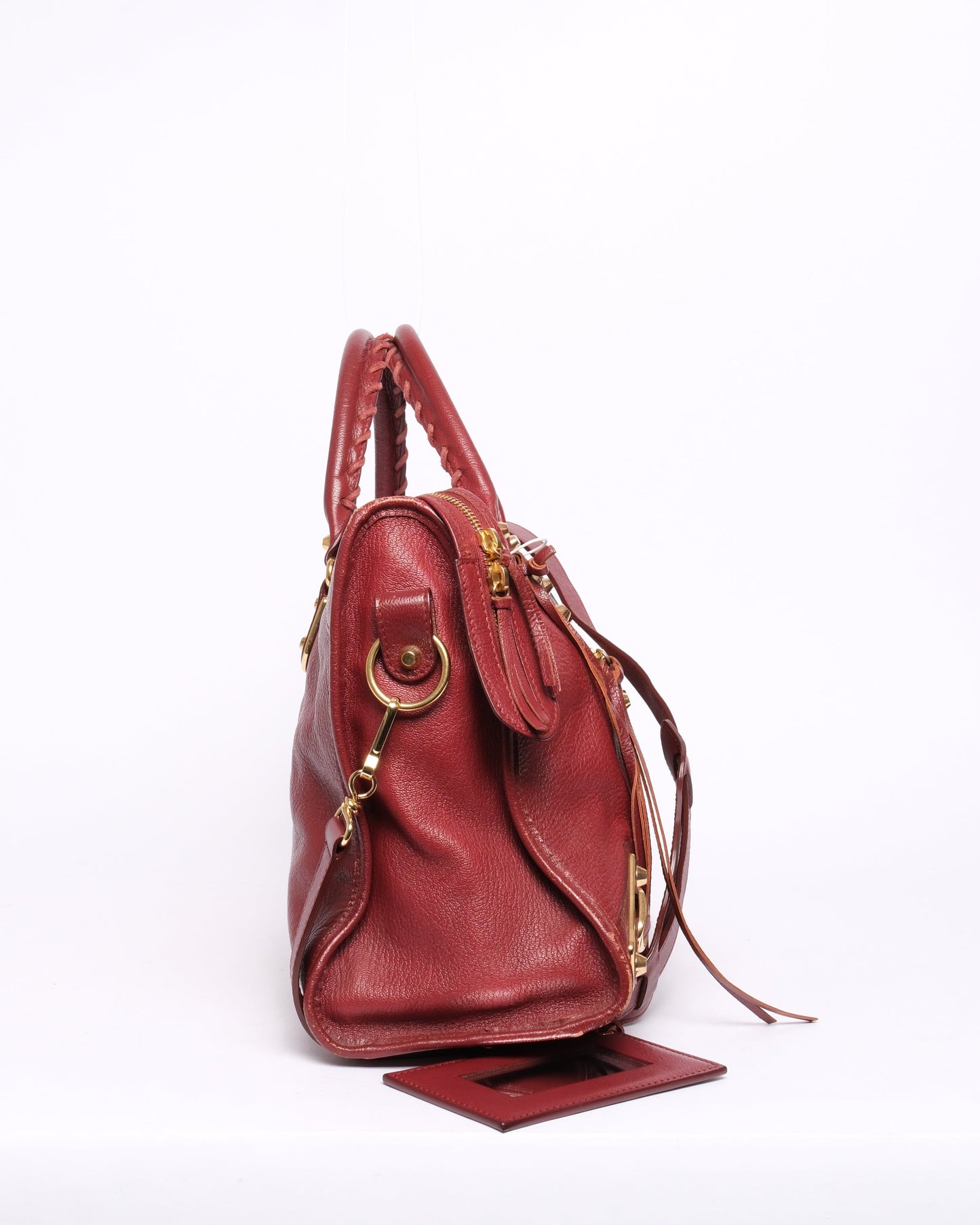 Balenciaga Burgundy Leather City Bag GHW