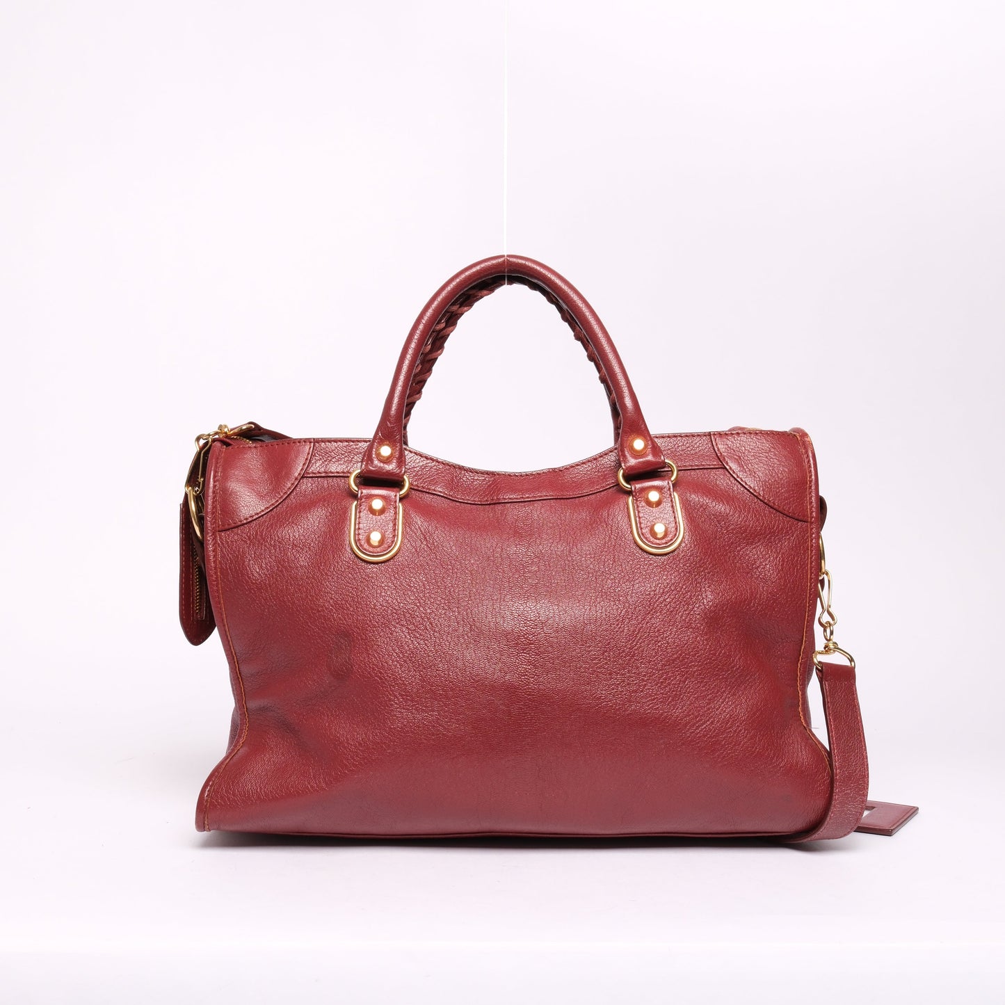 Balenciaga Burgundy Leather City Bag GHW