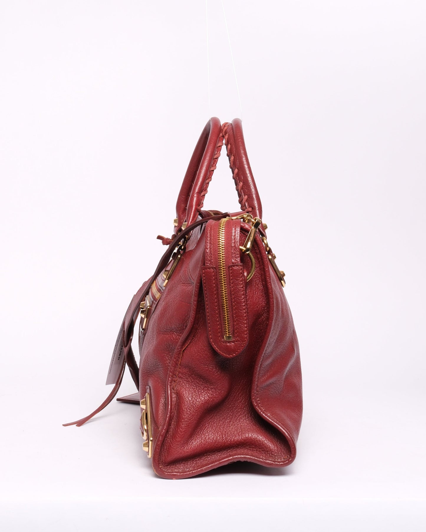 Balenciaga Burgundy Leather City Bag GHW
