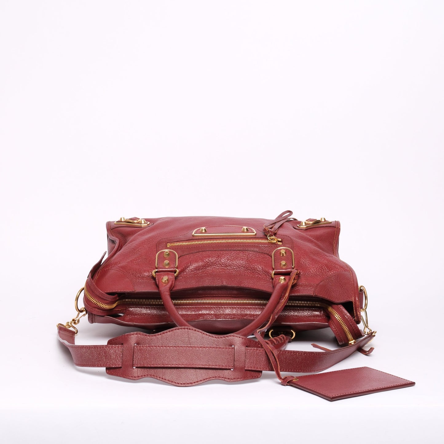 Balenciaga Burgundy Leather City Bag GHW