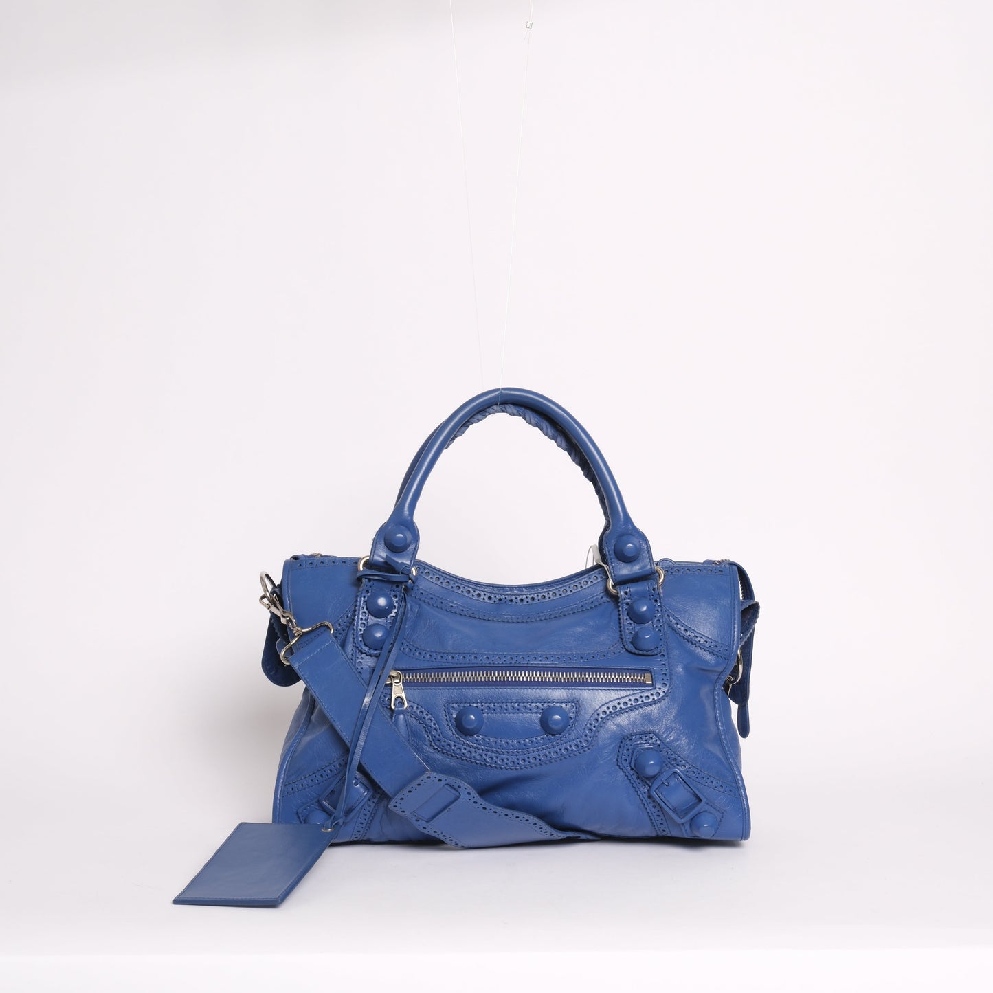 Balenciaga Royal Blue Leather Brogues City Bag SHW