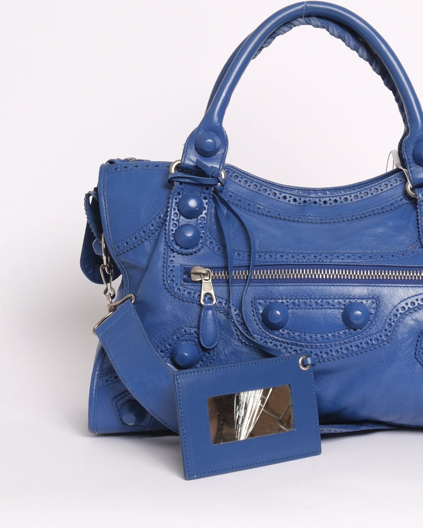 Balenciaga Royal Blue Leather Brogues City Bag SHW