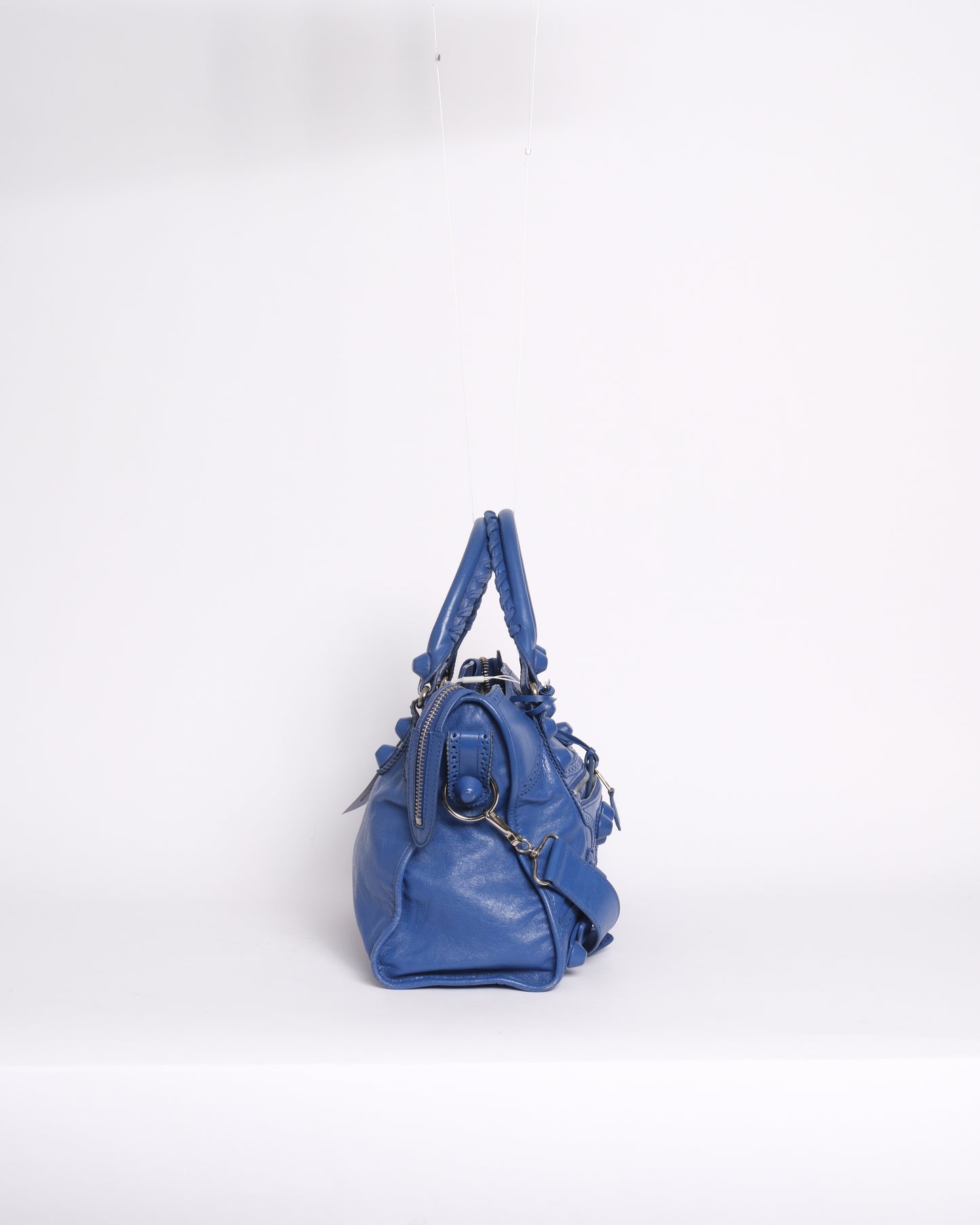 Balenciaga Royal Blue Leather Brogues City Bag SHW