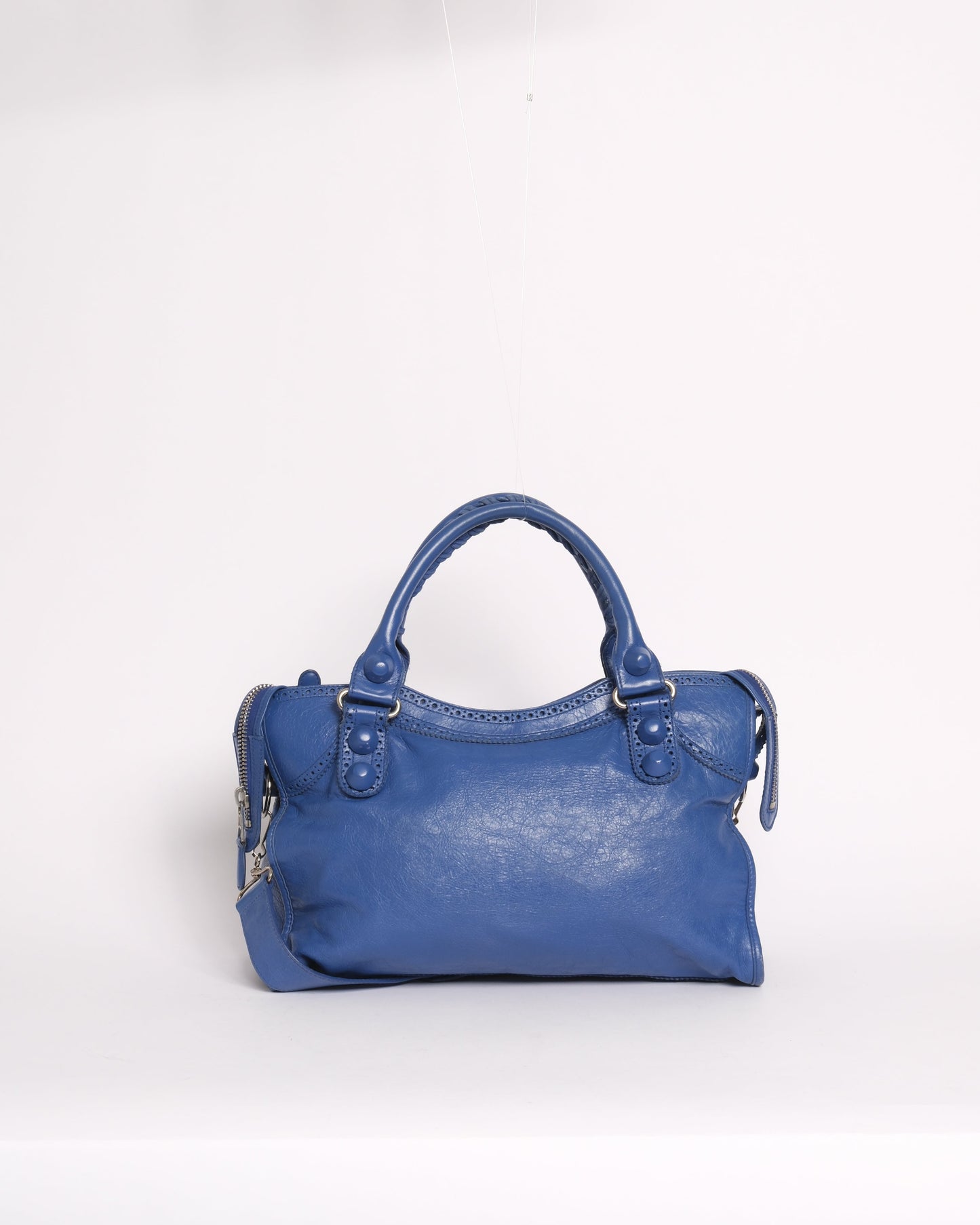 Balenciaga Royal Blue Leather Brogues City Bag SHW