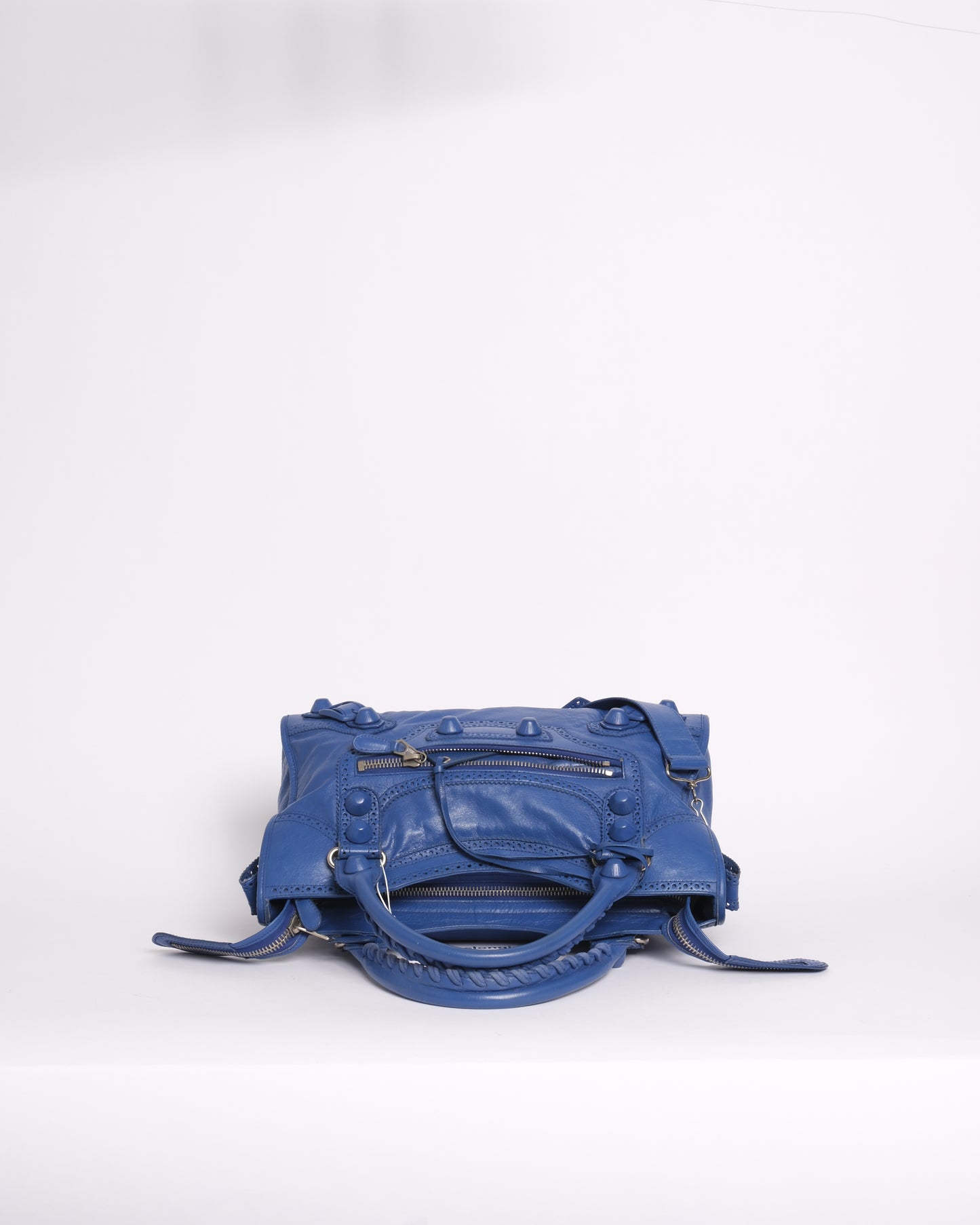 Balenciaga Royal Blue Leather Brogues City Bag SHW