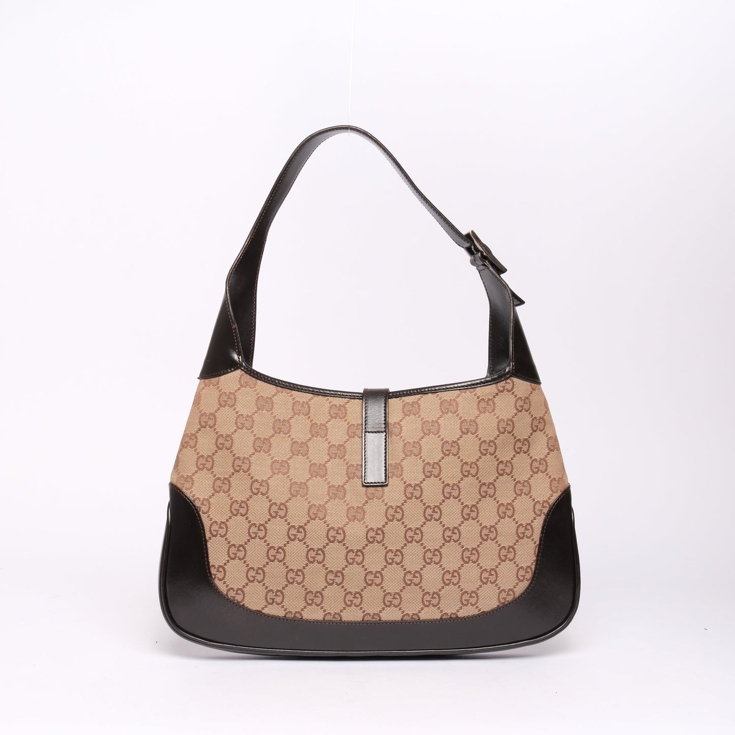 Gucci Brown & Black Canvas Monogram Jackie Shoulder Bag
