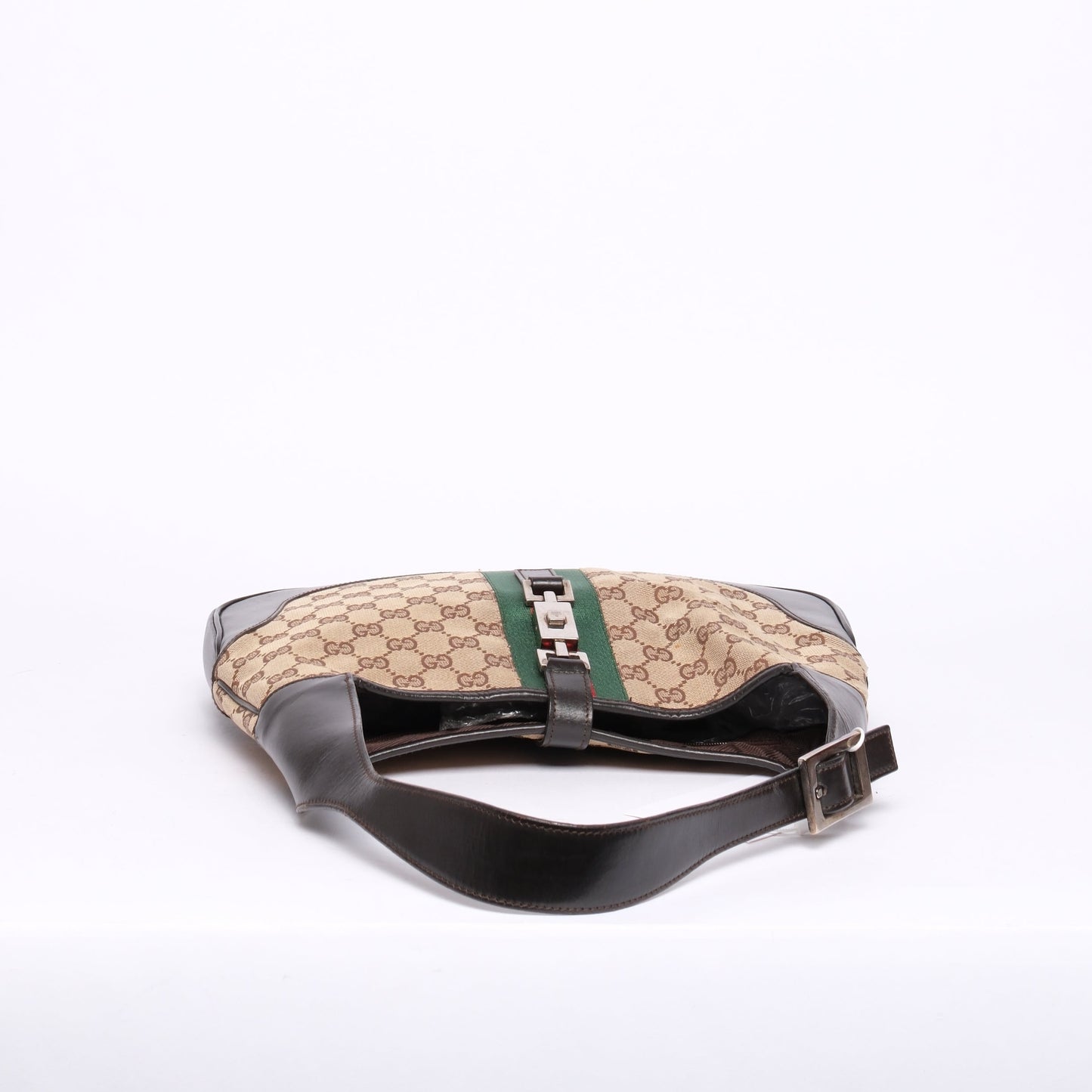 Gucci Brown & Black Canvas Monogram Jackie Shoulder Bag