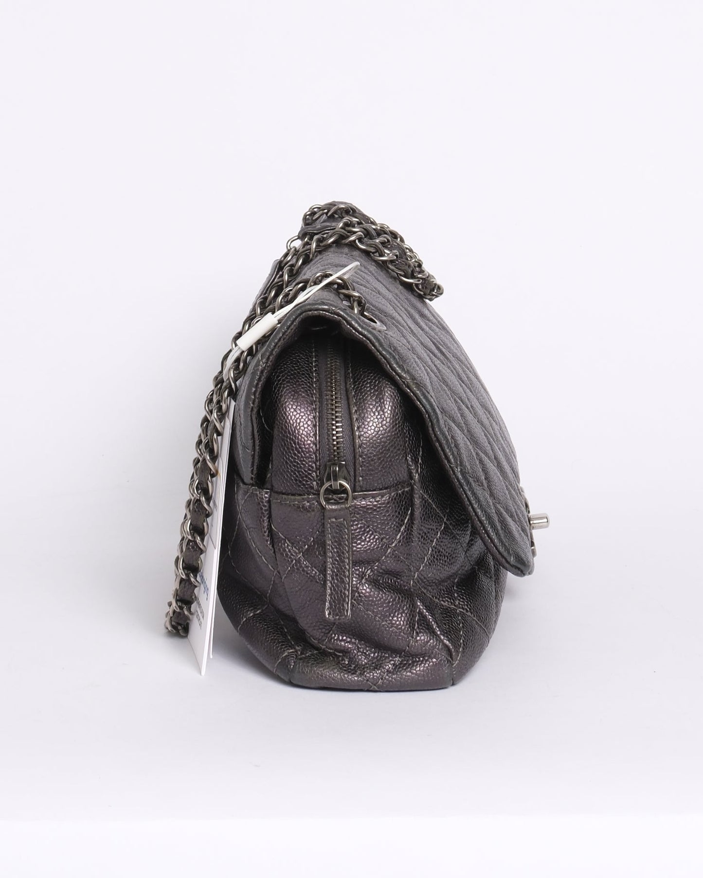 Chanel Gunmetal Gray Caviar Camera Flap Bag