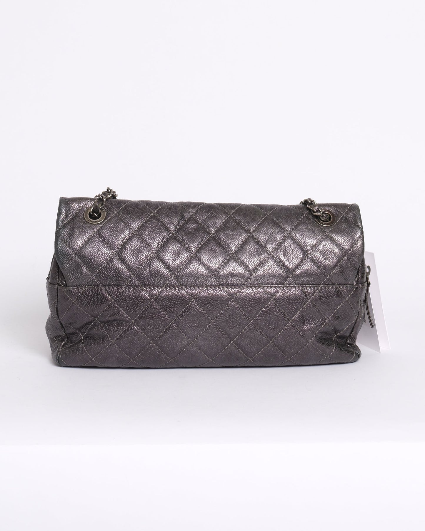 Chanel Gunmetal Gray Caviar Camera Flap Bag