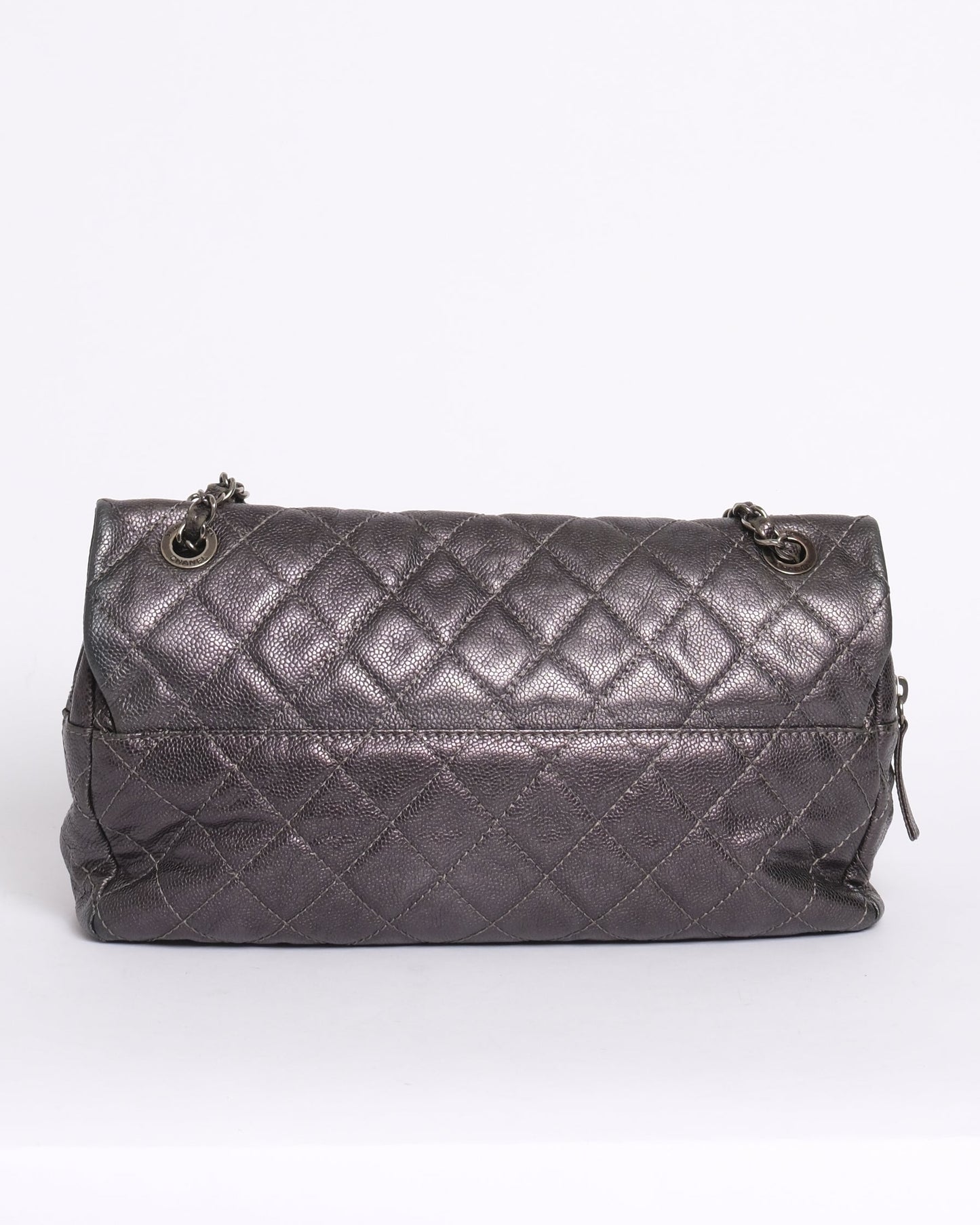 Chanel Gunmetal Gray Caviar Camera Flap Bag