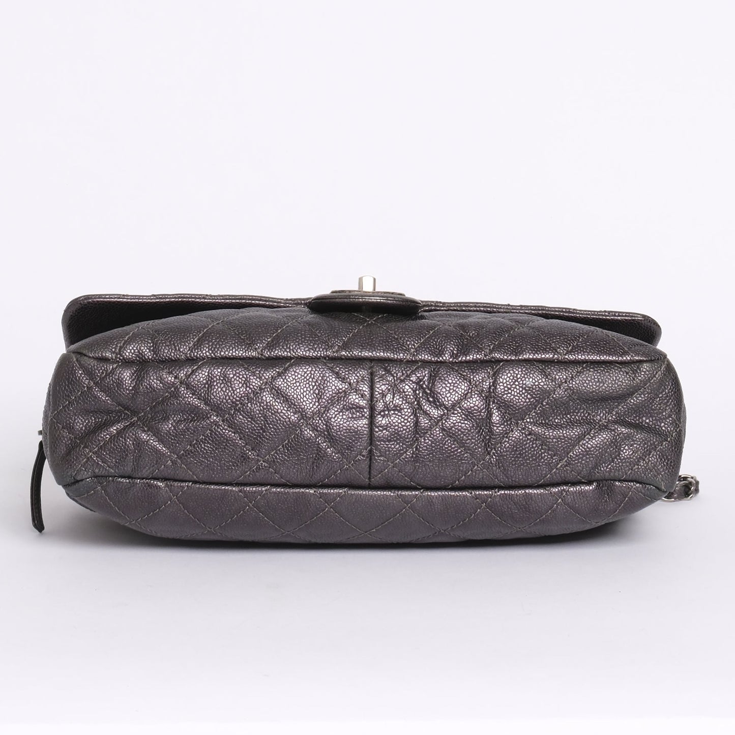 Chanel Gunmetal Gray Caviar Camera Flap Bag
