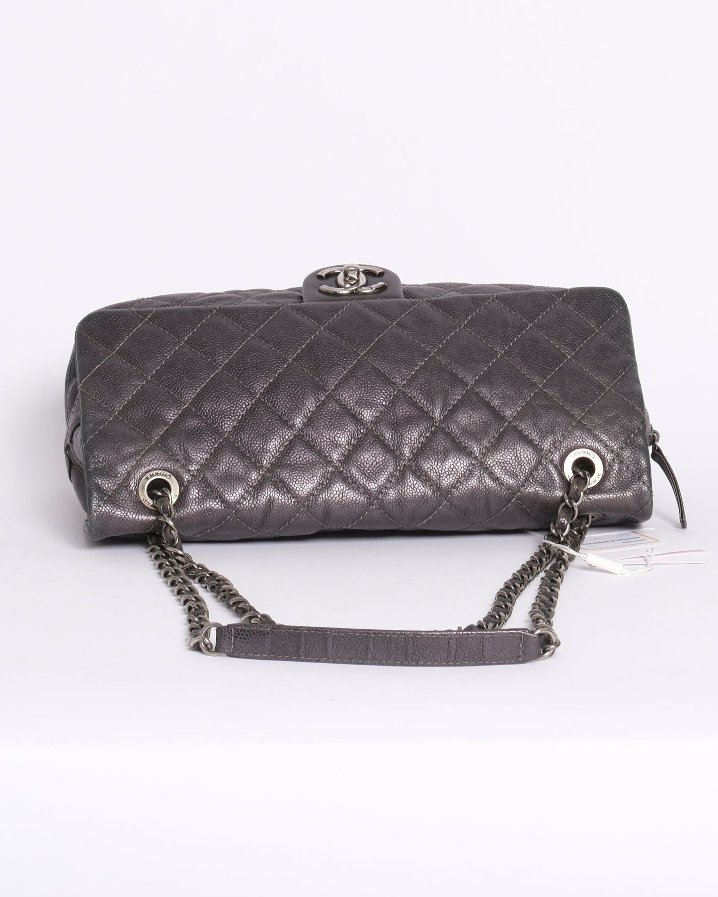 Chanel Gunmetal Gray Caviar Camera Flap Bag