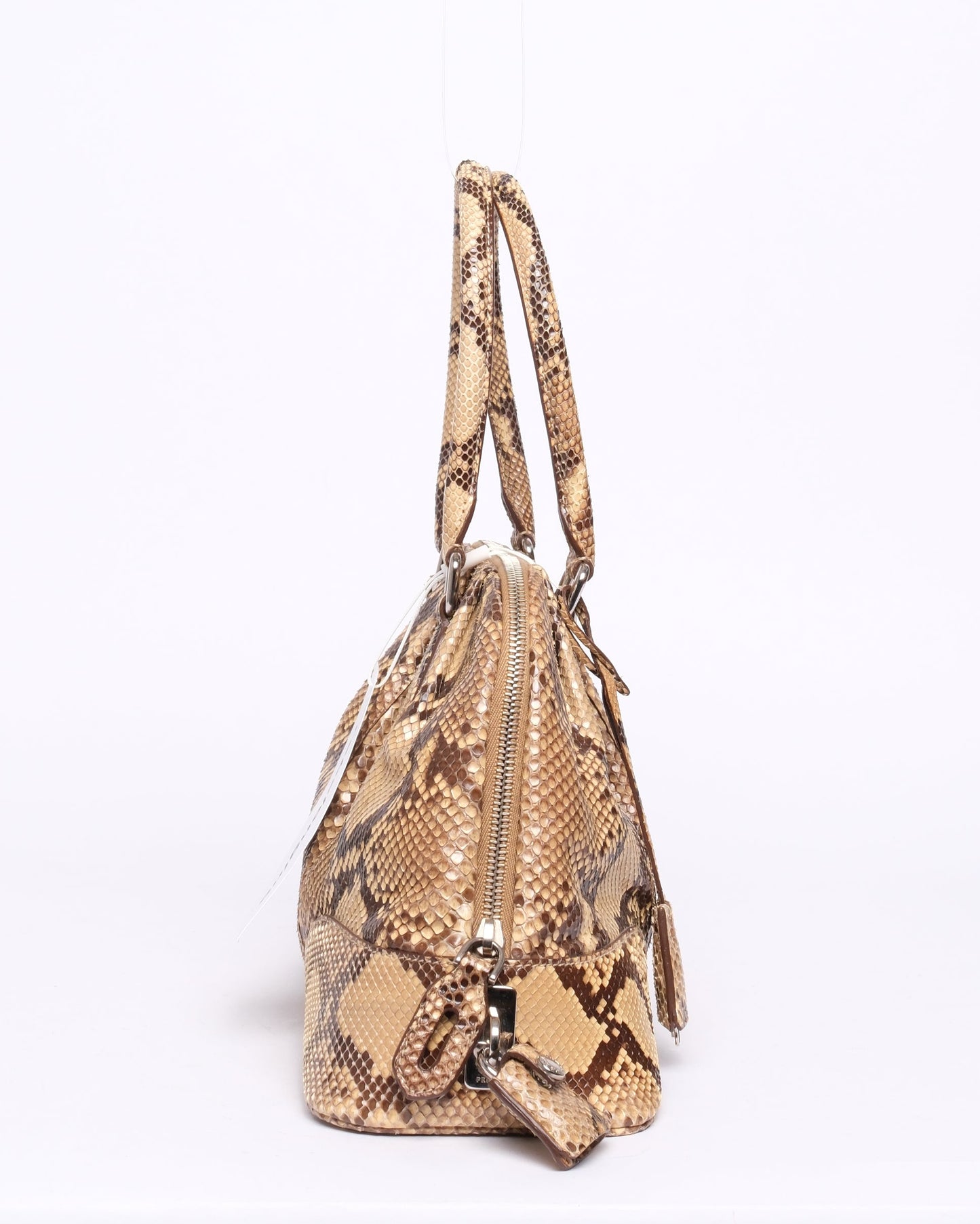Prada Brown Python Bowler Top Handle Bag