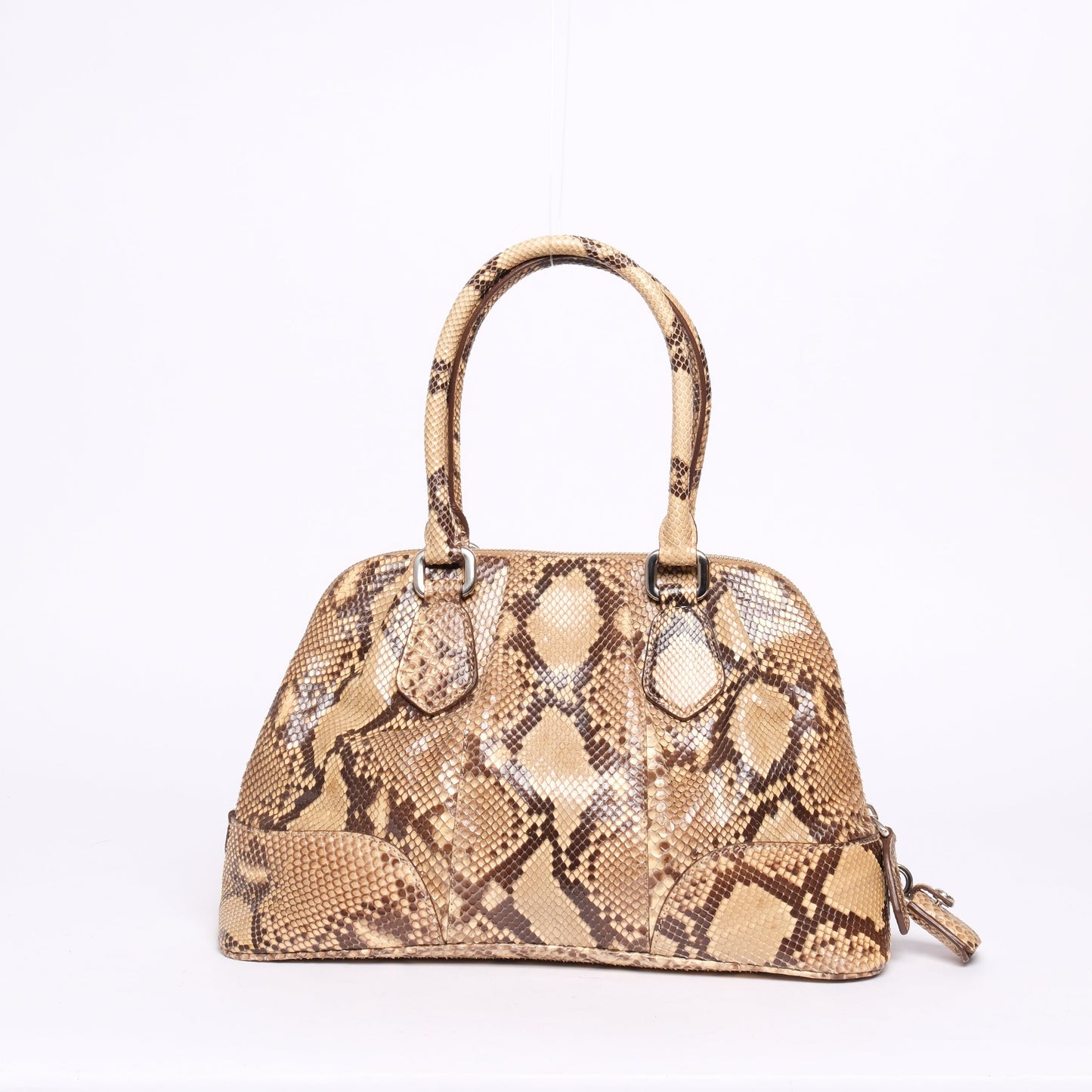Prada Brown Python Bowler Top Handle Bag