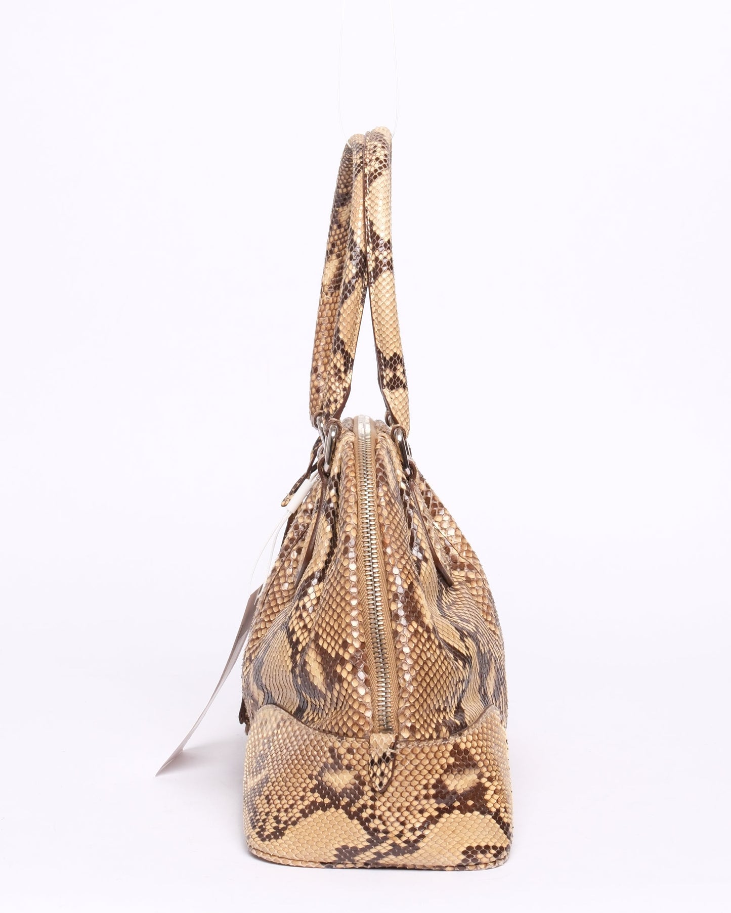 Prada Brown Python Bowler Top Handle Bag