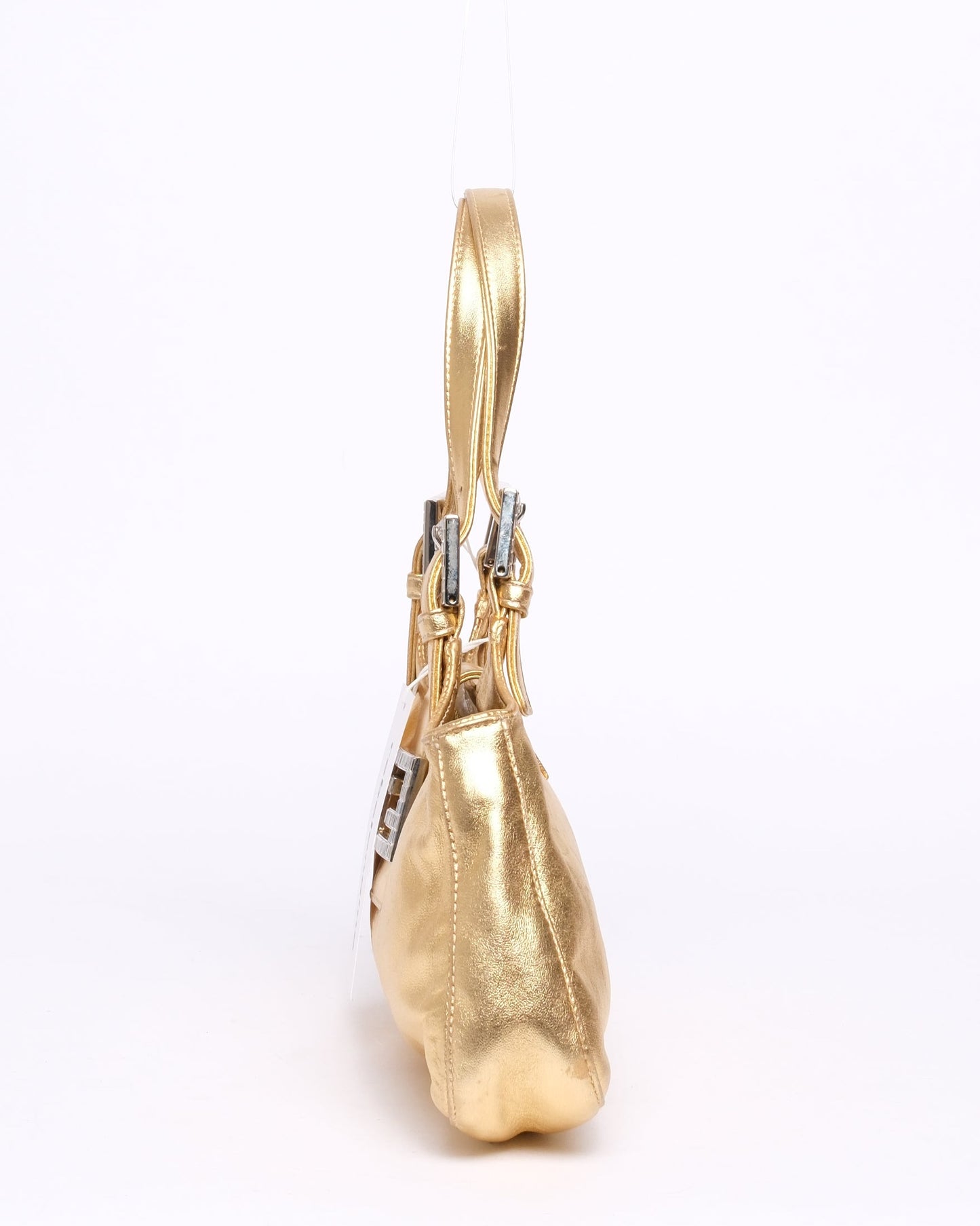 Fendi Gold Metallic Leather Jeweled Shoulder Bag