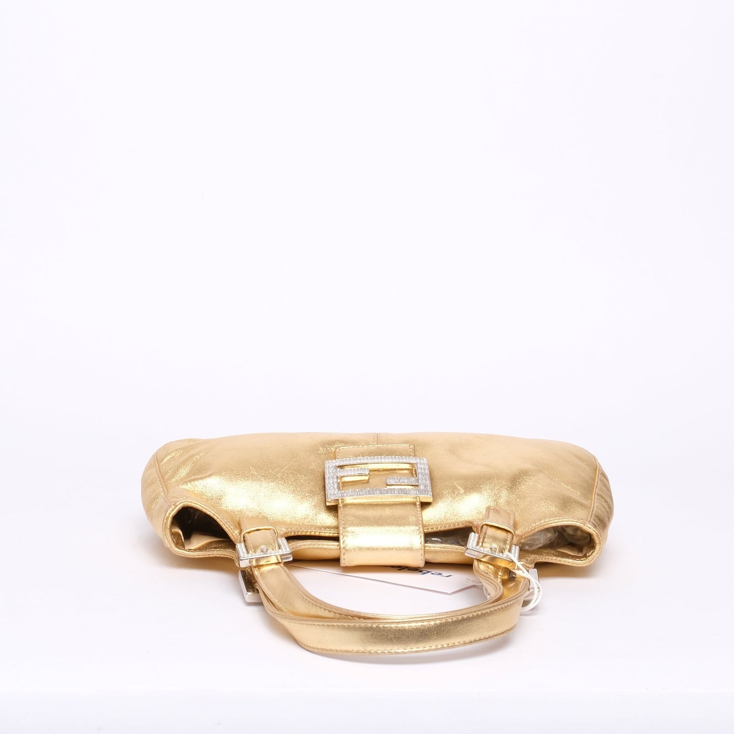 Fendi Gold Metallic Leather Jeweled Shoulder Bag