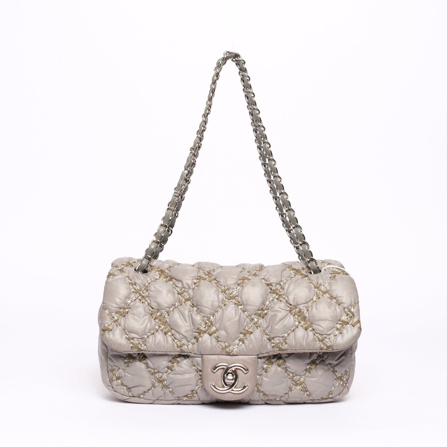 Chanel Gray Nylon Quilted Flap Bag