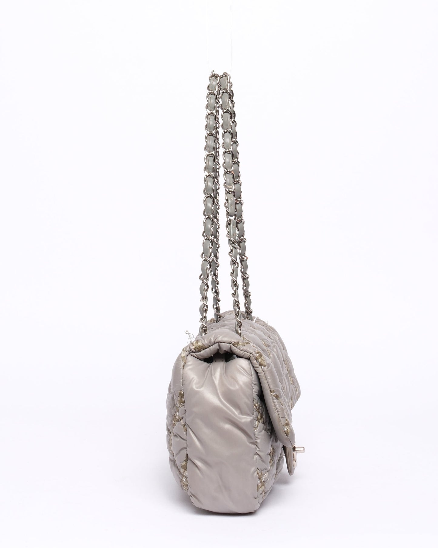 Chanel Gray Nylon Quilted Flap Bag