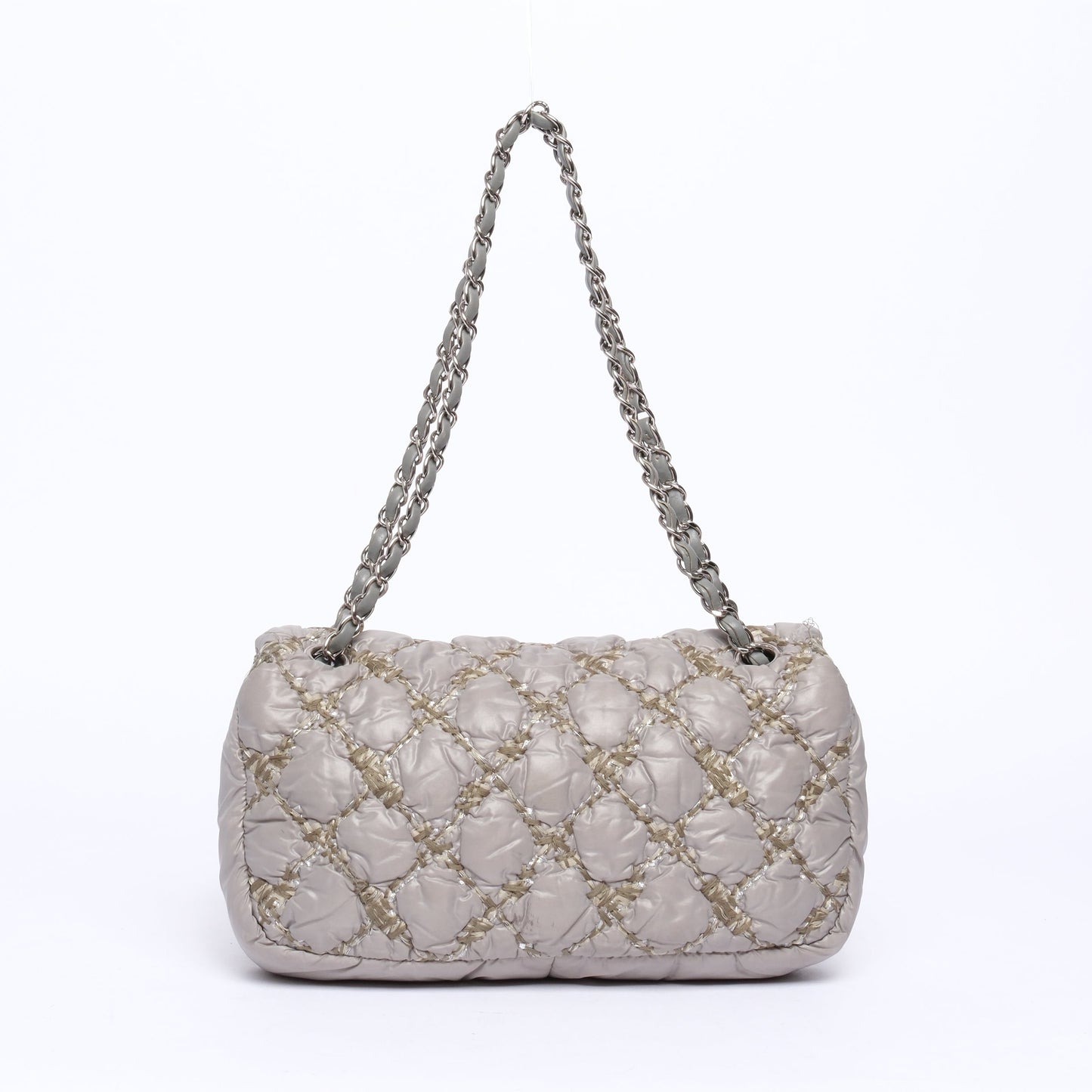 Chanel Gray Nylon Quilted Flap Bag
