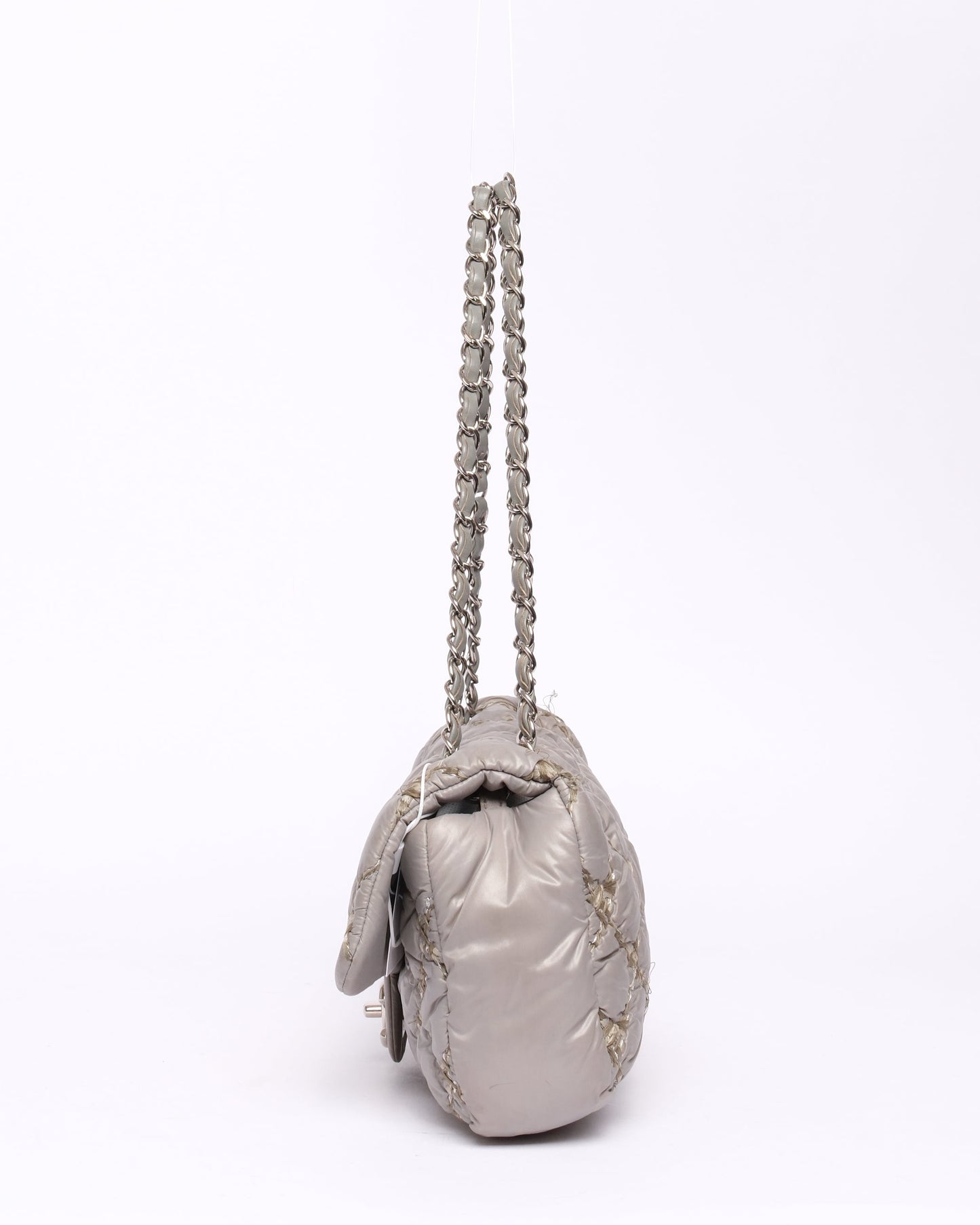 Chanel Gray Nylon Quilted Flap Bag