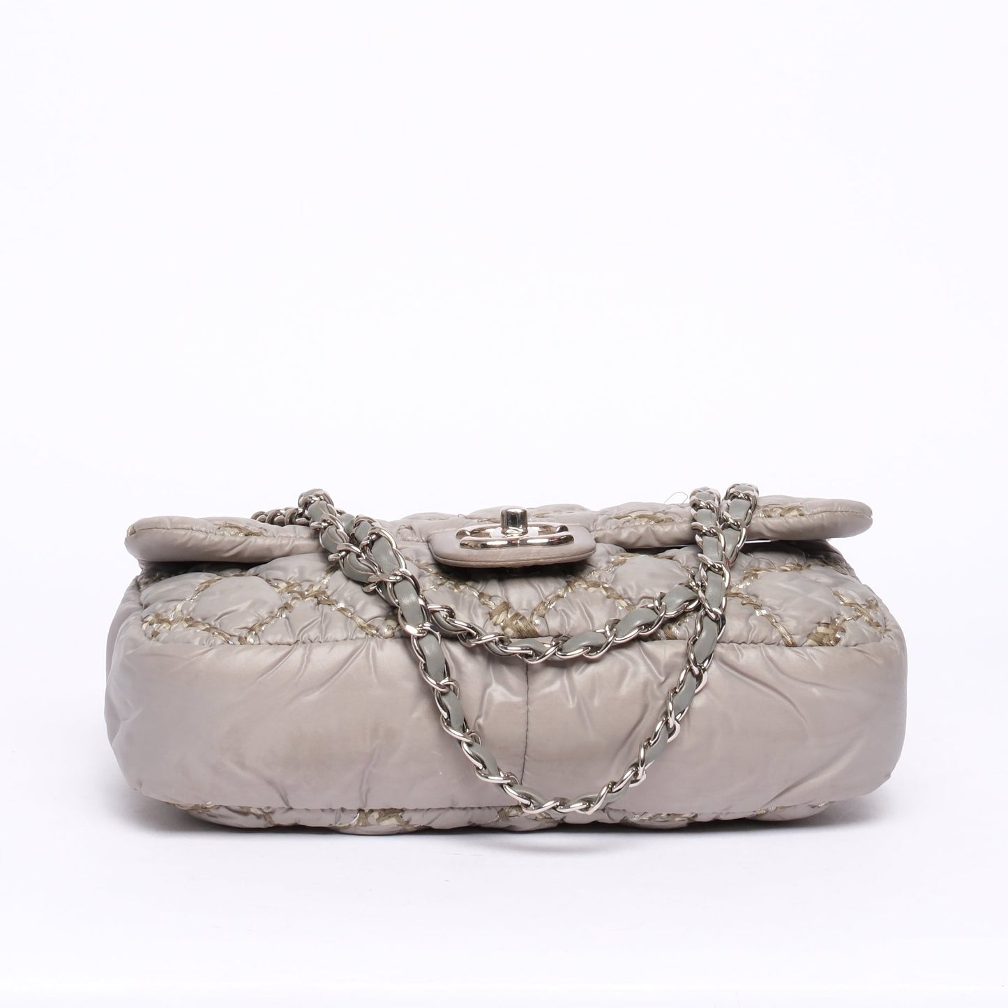Chanel Gray Nylon Quilted Flap Bag