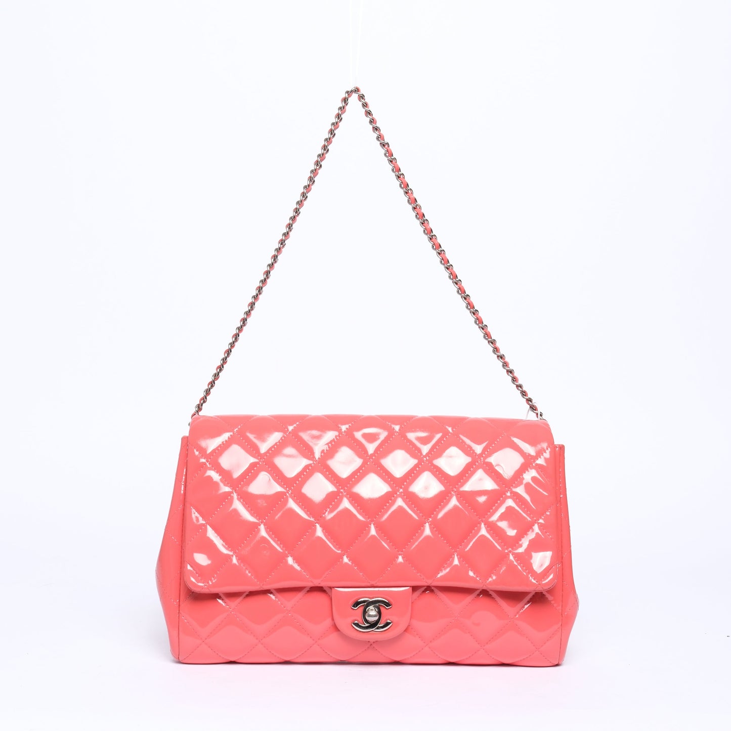 Chanel Coral Patent Leather Flap Shoulder Bag