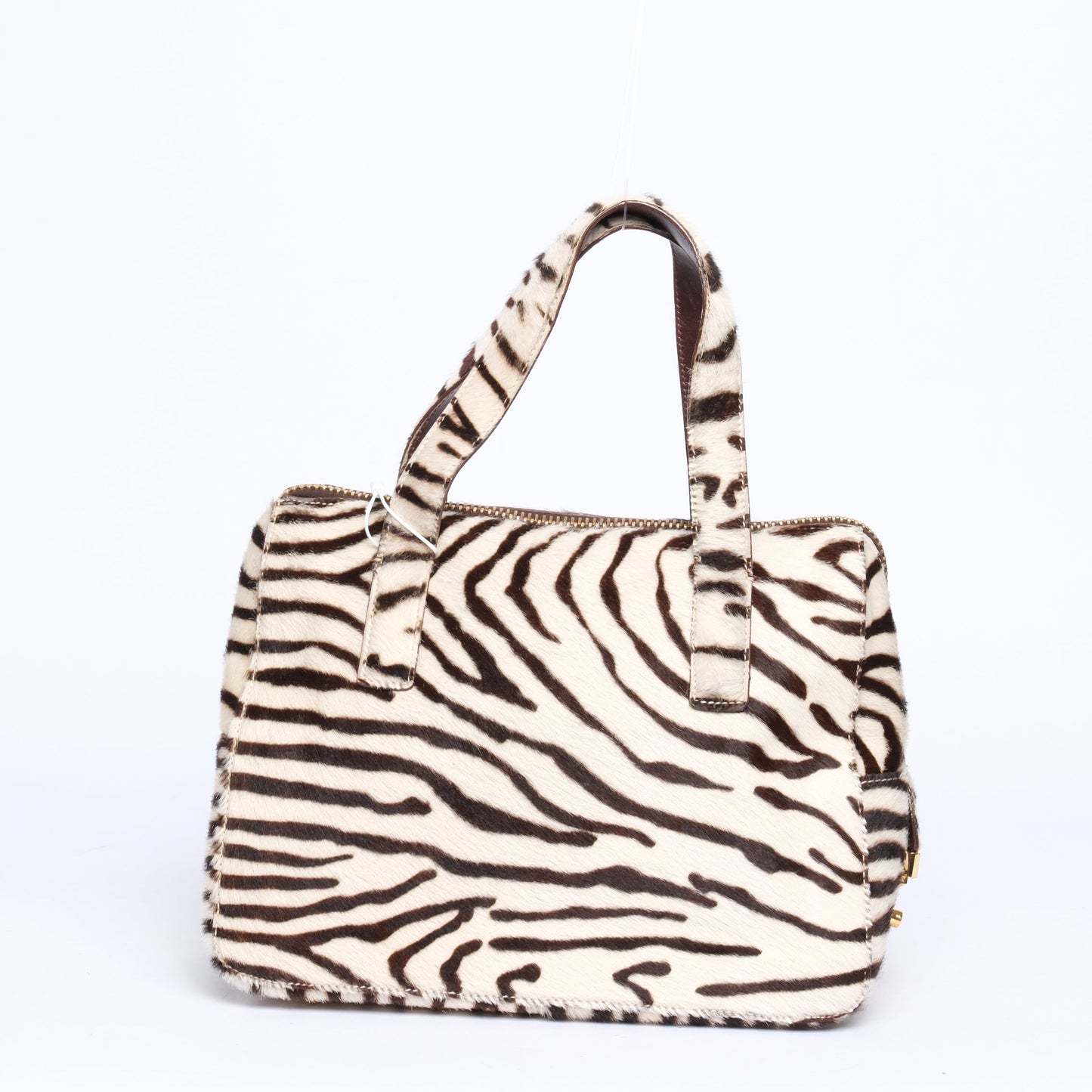 Prada Zebra Printed Pony-Hair Top Handle Bag