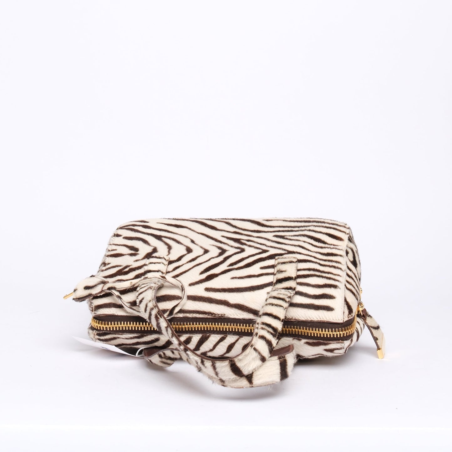 Prada Zebra Printed Pony-Hair Top Handle Bag