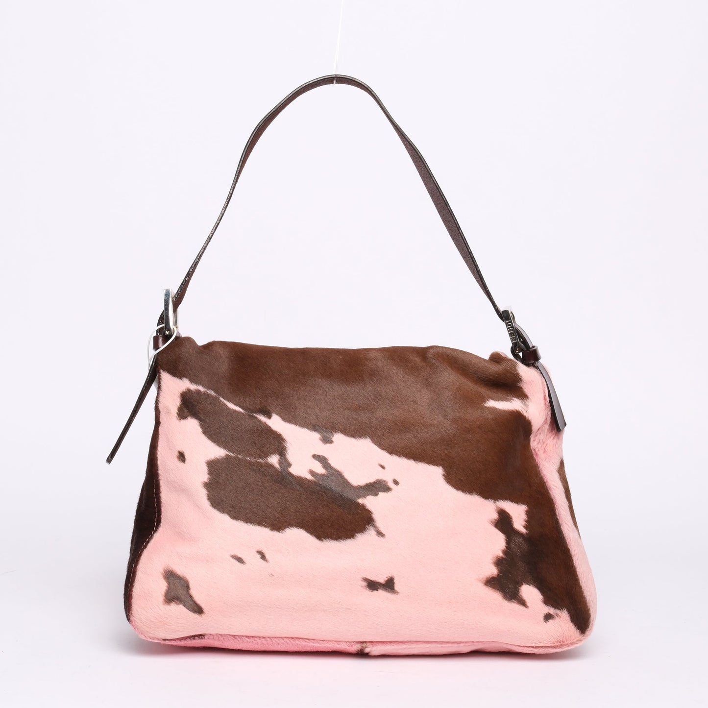 Fendi Pink & Brown Pony-Hair Cow Printed Mamma Baguette