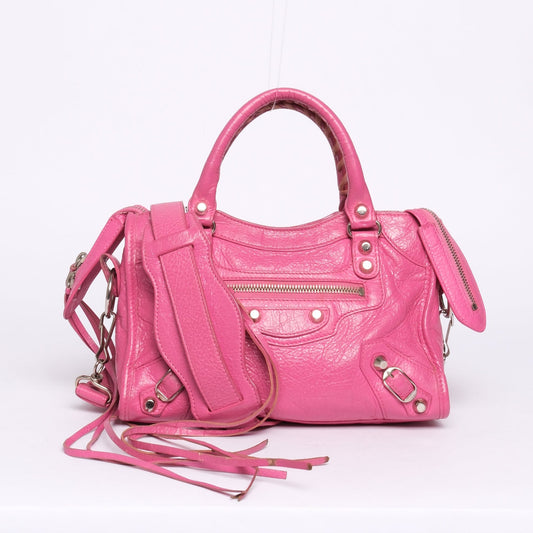 Balenciaga Pink Leather Mini City Bag