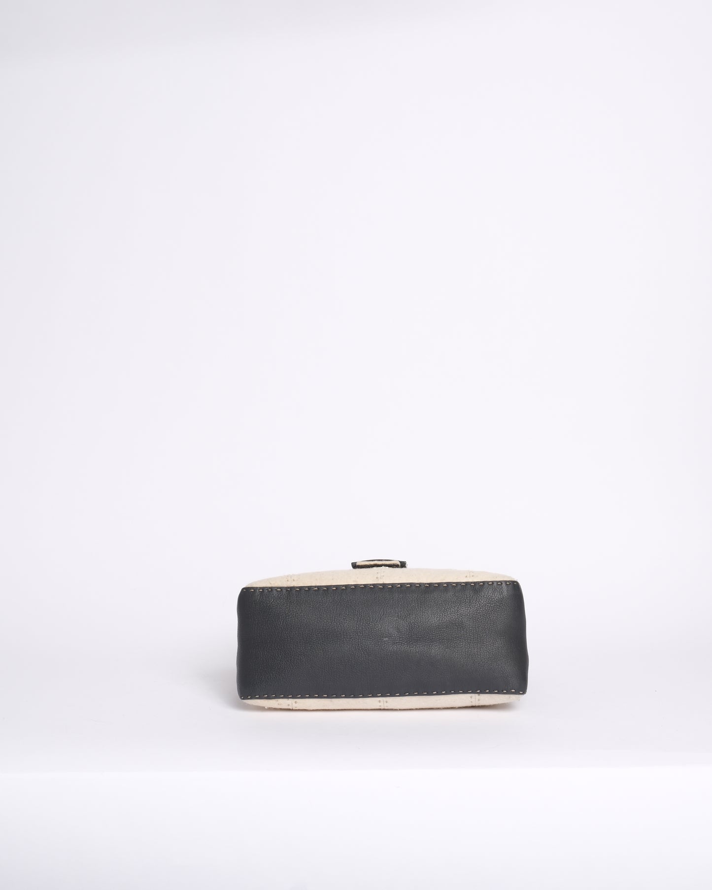 Fendi Ivory & Gray Wool & Leather Stitch Mamma Baguette