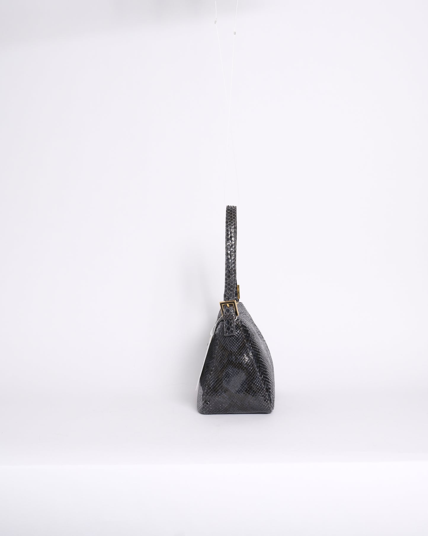 Fendi Black Python Leather Rounded Mamma Baguette
