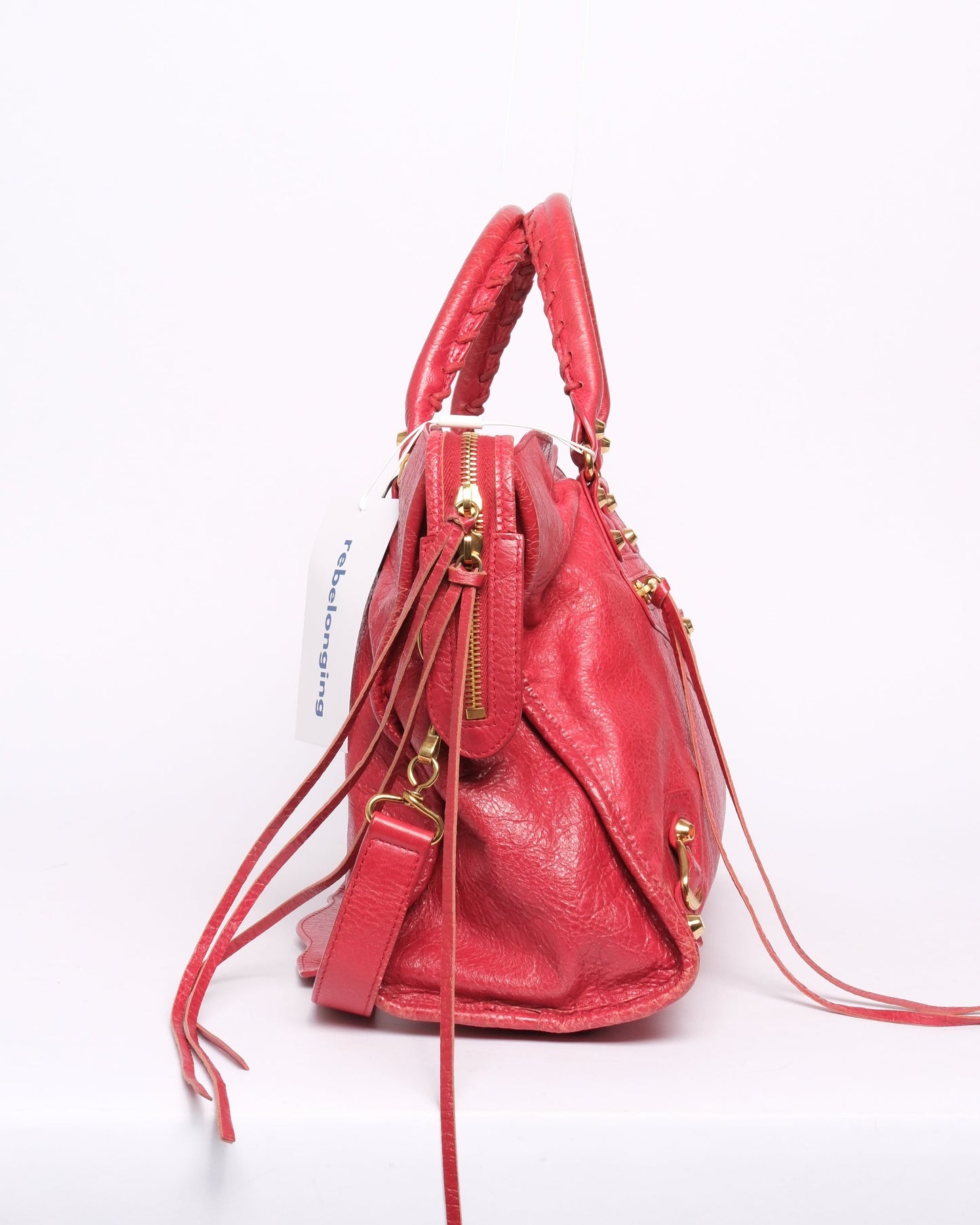 Balenciaga Red Pink Leather City Bag GHW