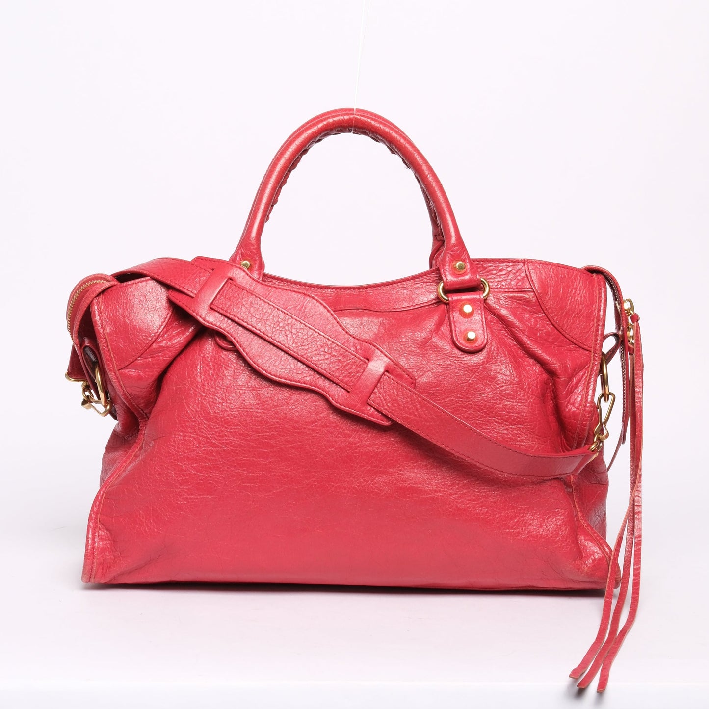 Balenciaga Red Pink Leather City Bag GHW