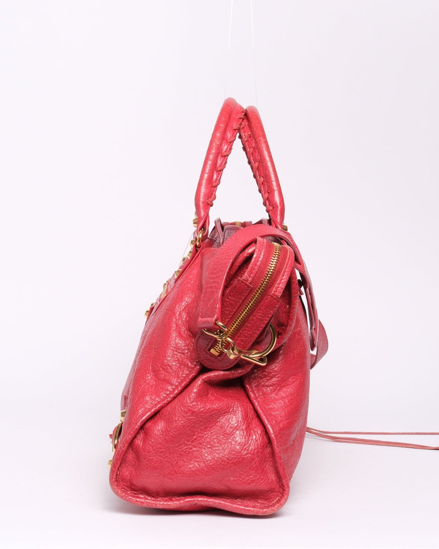 Balenciaga Red Pink Leather City Bag GHW