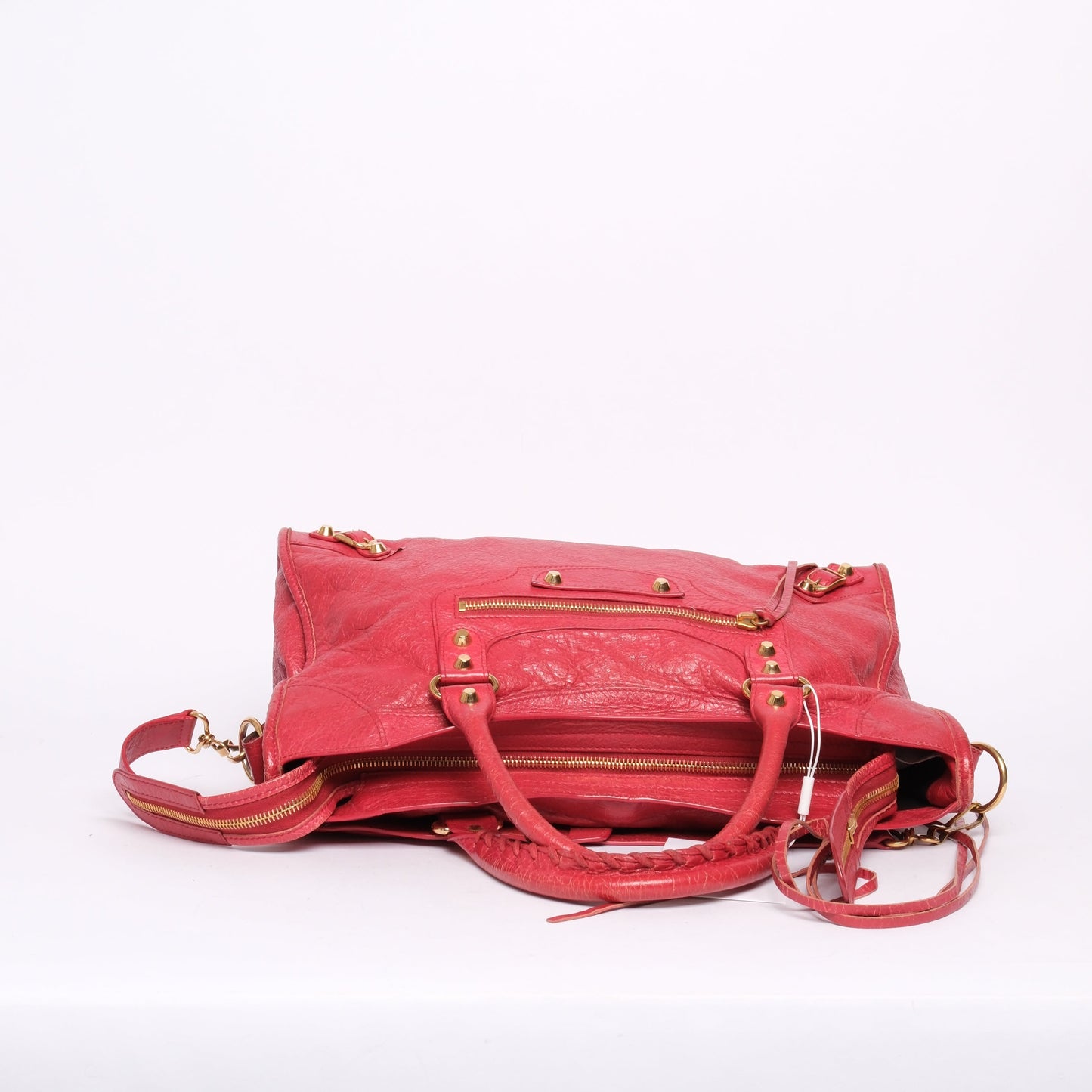 Balenciaga Red Pink Leather City Bag GHW