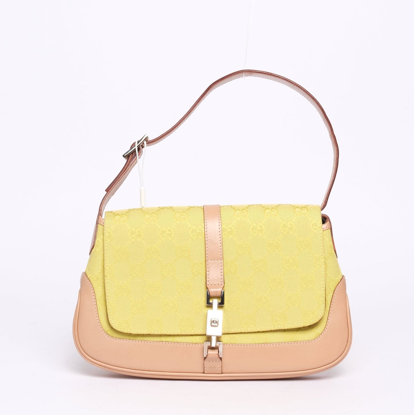 Gucci Green & Beige Canvas & Leather Jackie Shoulder Bag