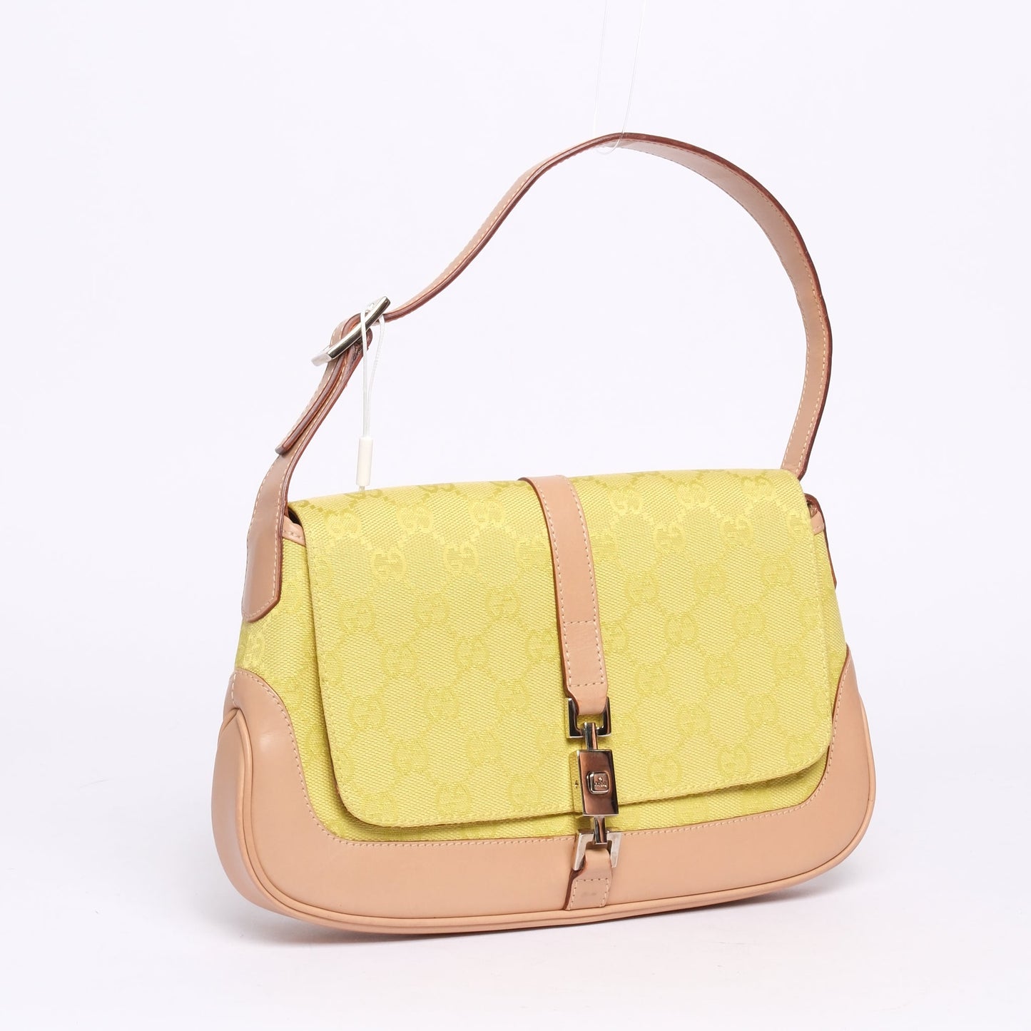 Gucci Green & Beige Canvas & Leather Jackie Shoulder Bag