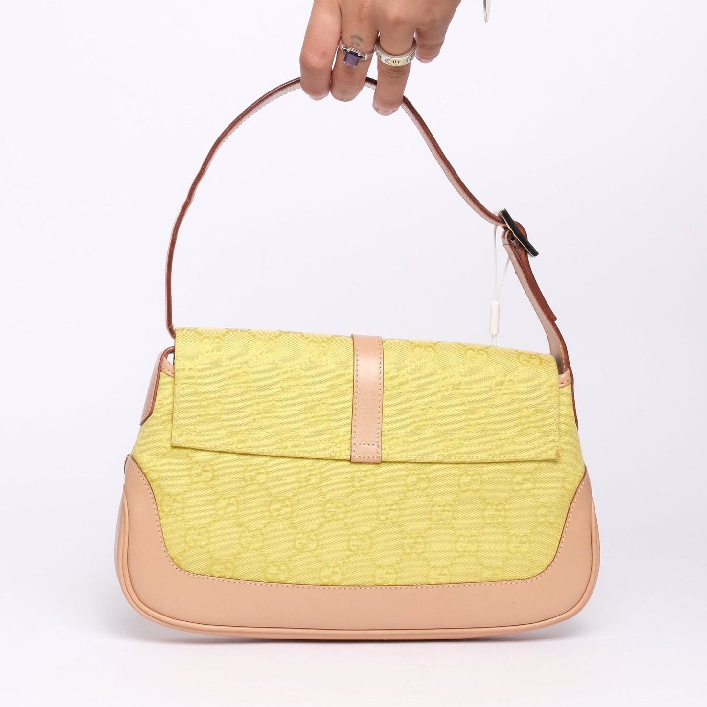 Gucci Green & Beige Canvas & Leather Jackie Shoulder Bag