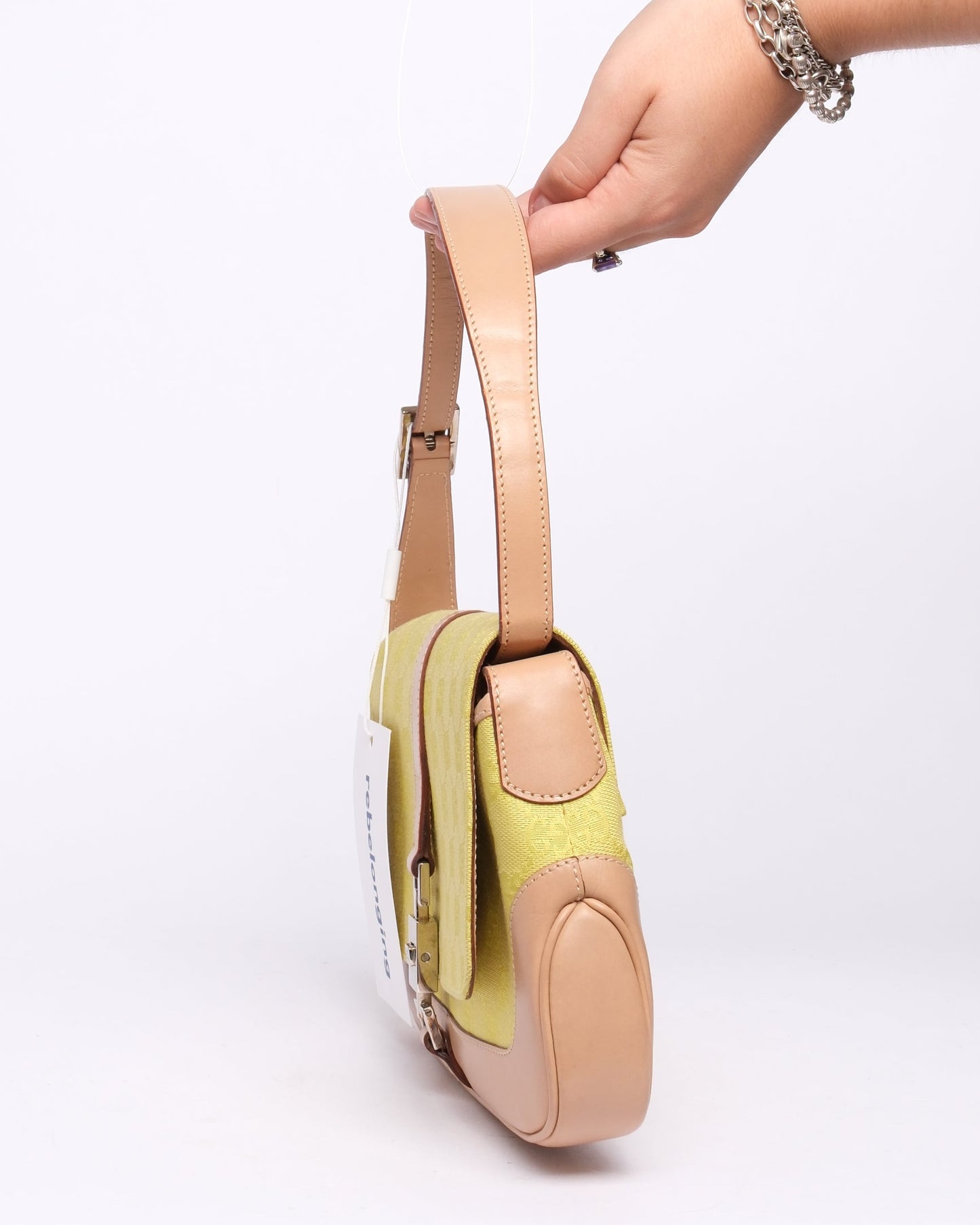 Gucci Green & Beige Canvas & Leather Jackie Shoulder Bag