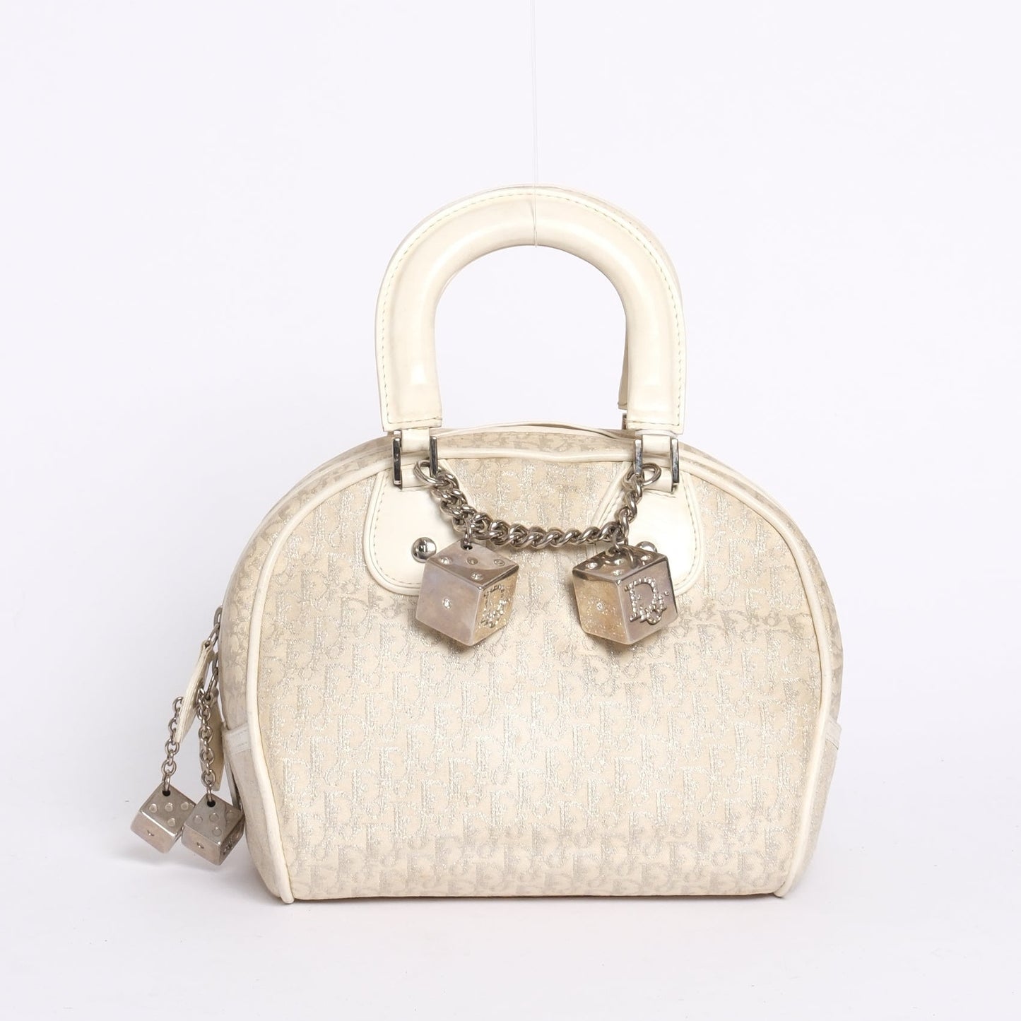 Christian Dior Cream Trotter Canvas Mini Top Handle Gambler Bag